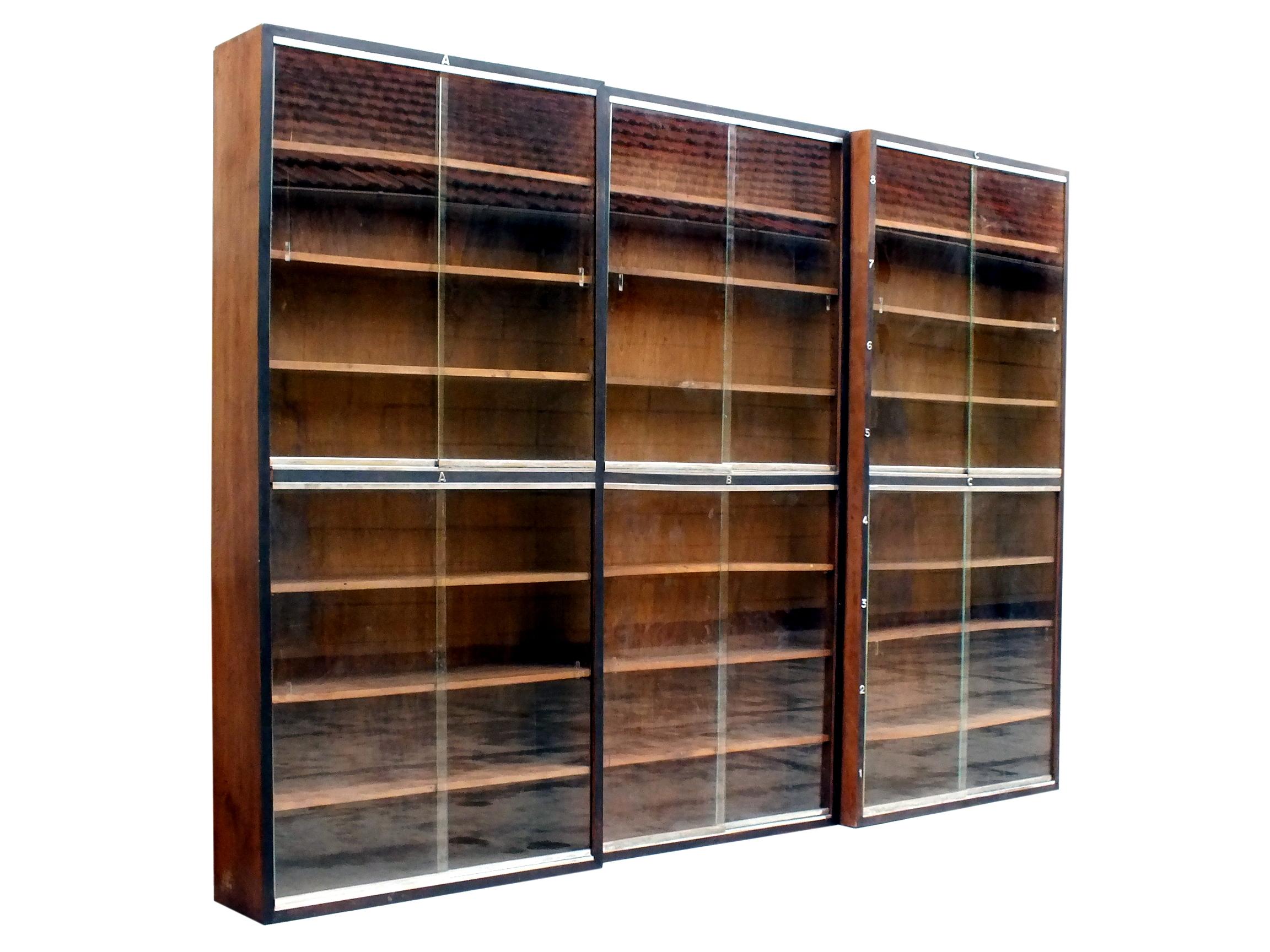 Libreria grande decò design italiano razionale autarchia anni '30 in cristallo noce in vendita 1