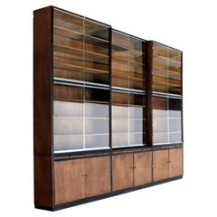 Libreria grande decò design italiano razionale autarchia anni '30 in cristallo noce