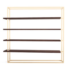 Grande bibliothèque minimaliste moderne avec étagères en bois d'ébène de Macassar brossé