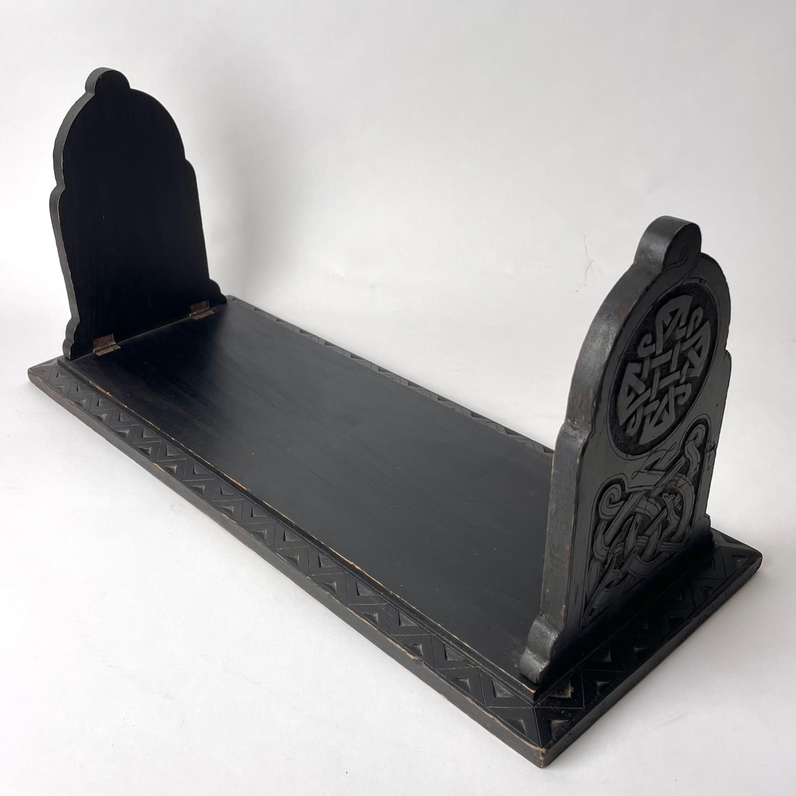 Blackened Large Bookend in blackened Birch in Old Norse Style from the late 19th Century For Sale