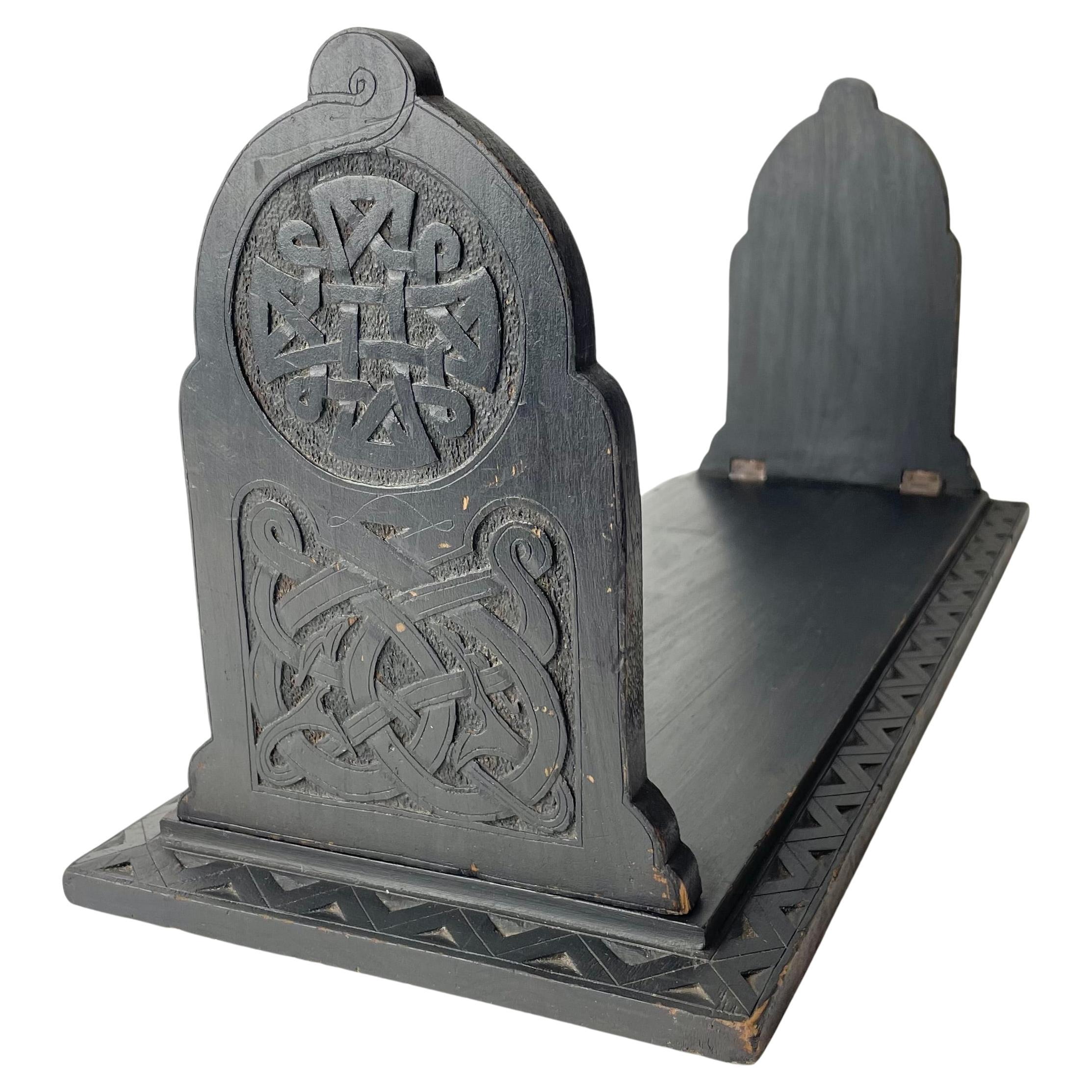 Large Bookend in blackened Birch in Old Norse Style from the late 19th Century For Sale