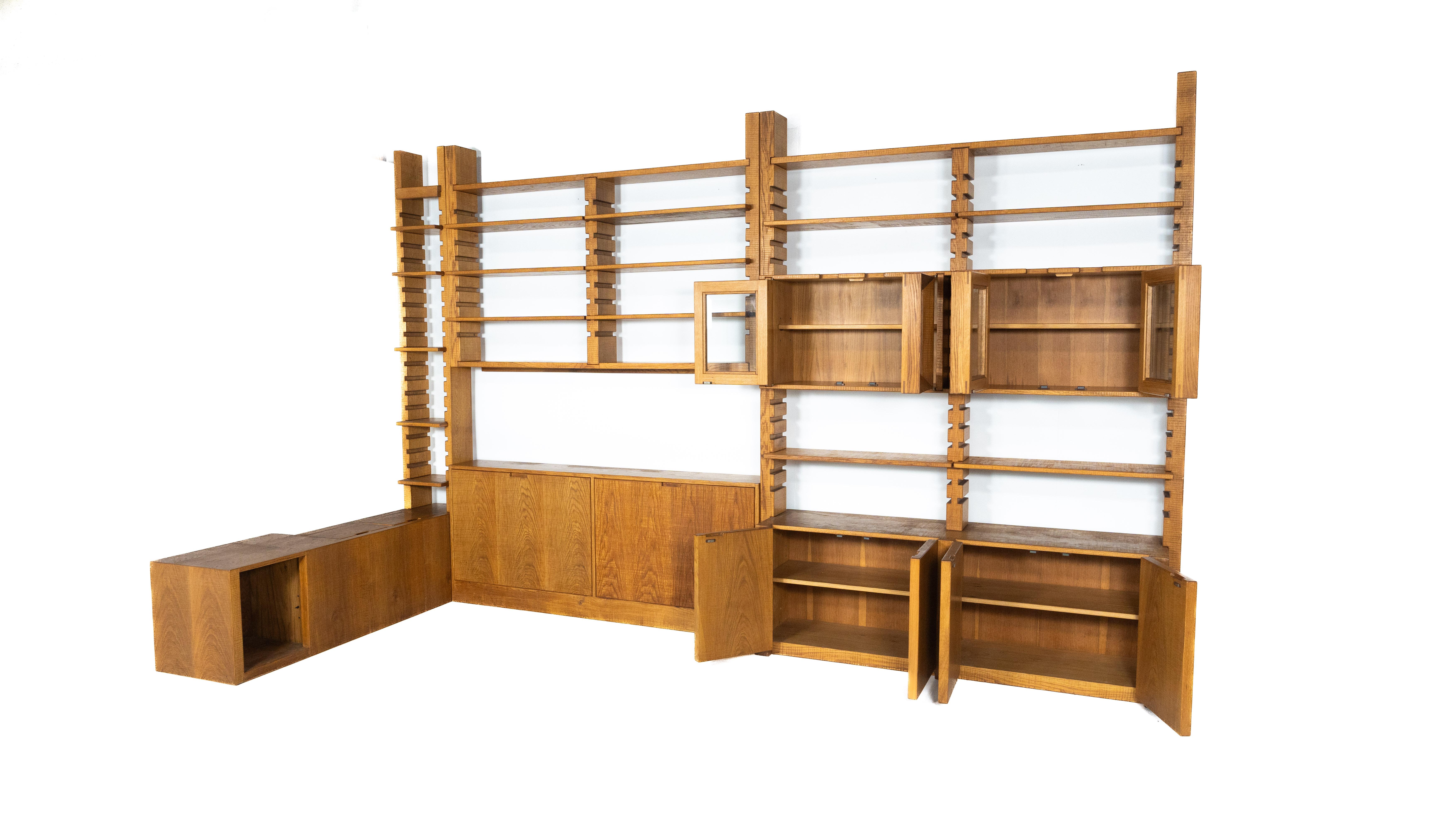 Grande bibliothèque avec banc par Guiseppe Rivadossi pour Officina Rivadossi, Italie en vente 11