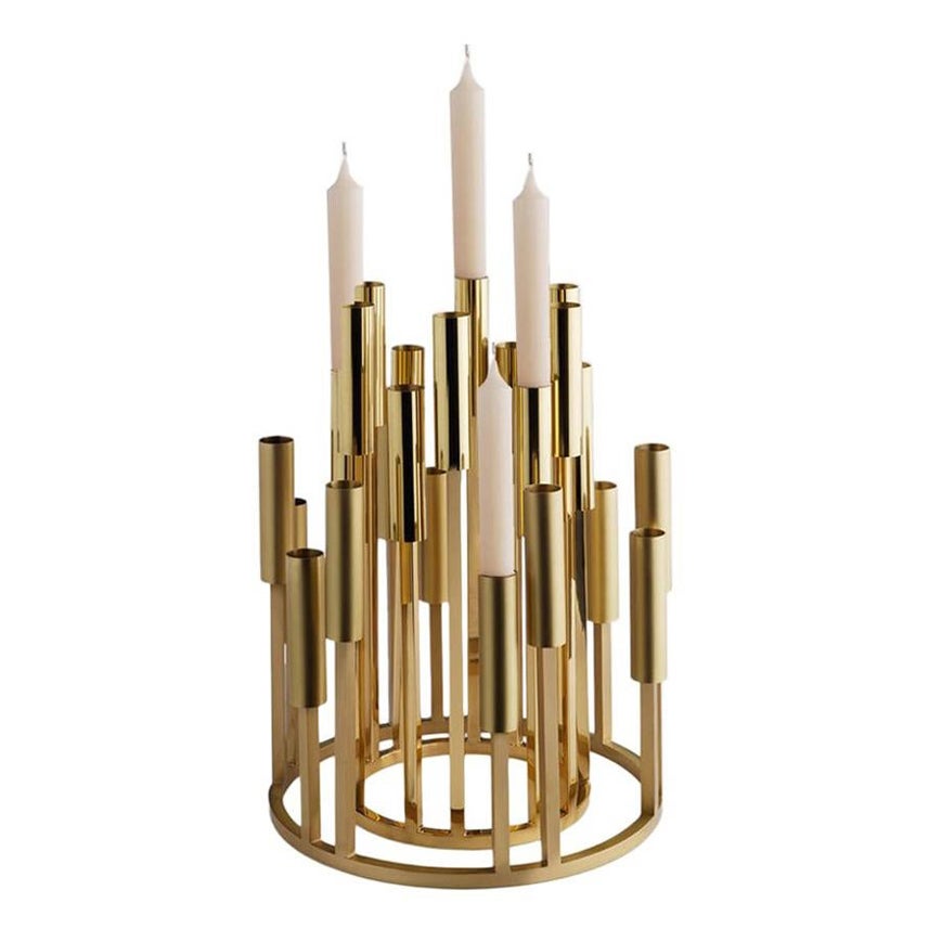 Candelabro moderno di lusso in ottone massiccio Borgia, realizzato a mano e di grandi dimensioni, di Carla Baz