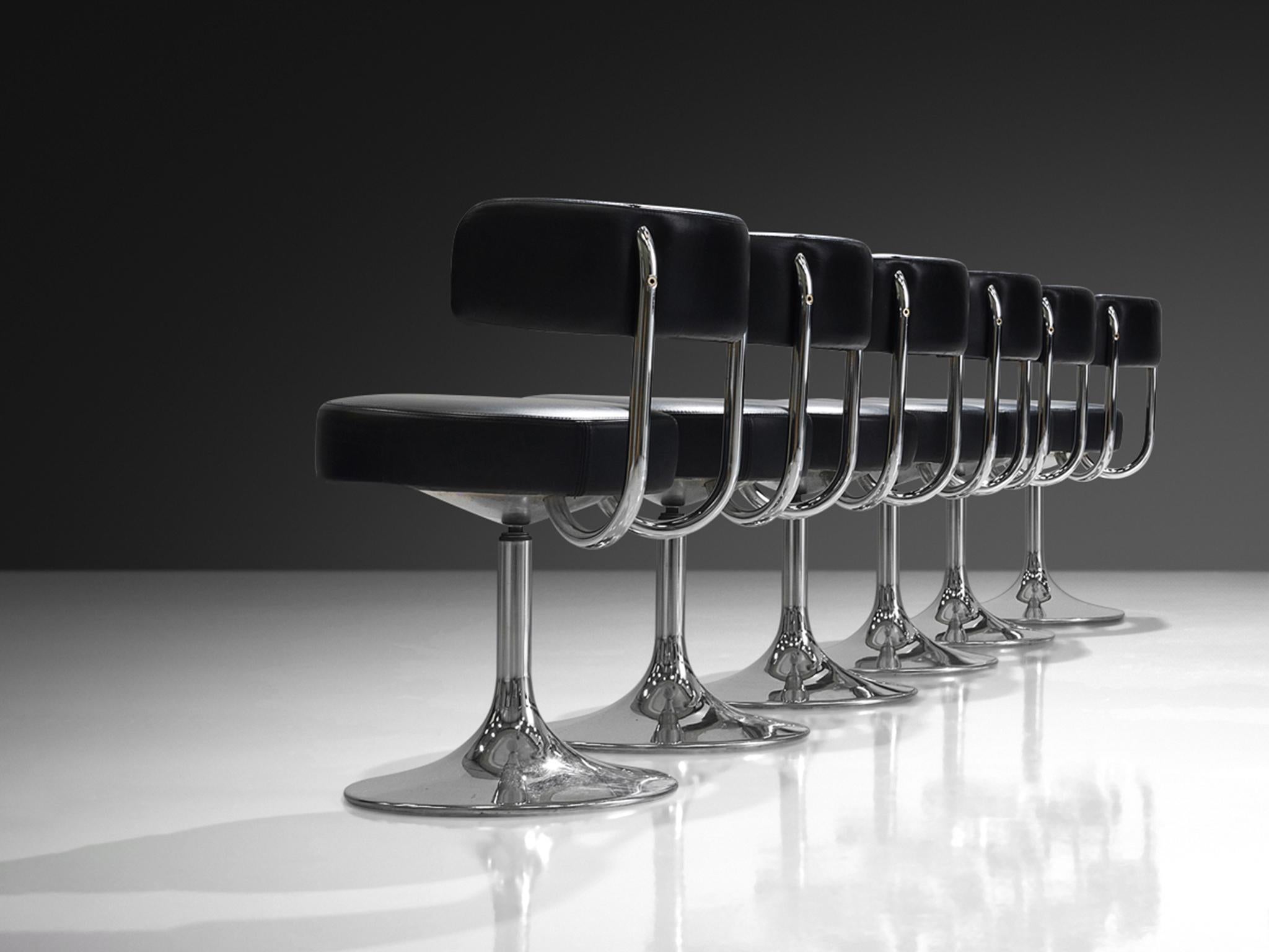 Swedish Large Börje Johanson Black Leatherette Barstools For Sale