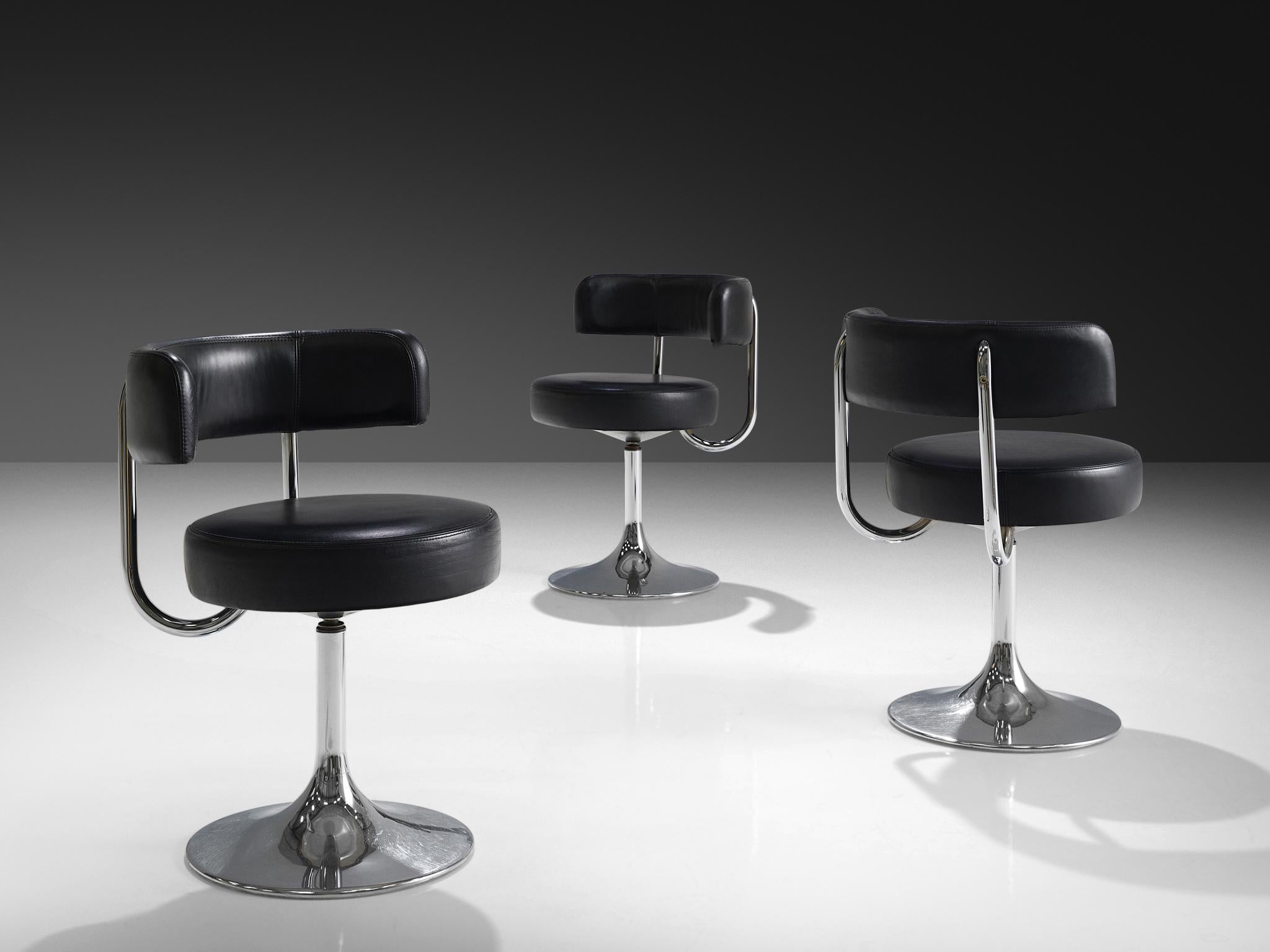 Large Börje Johanson Black Leatherette Barstools In Good Condition For Sale In Waalwijk, NL