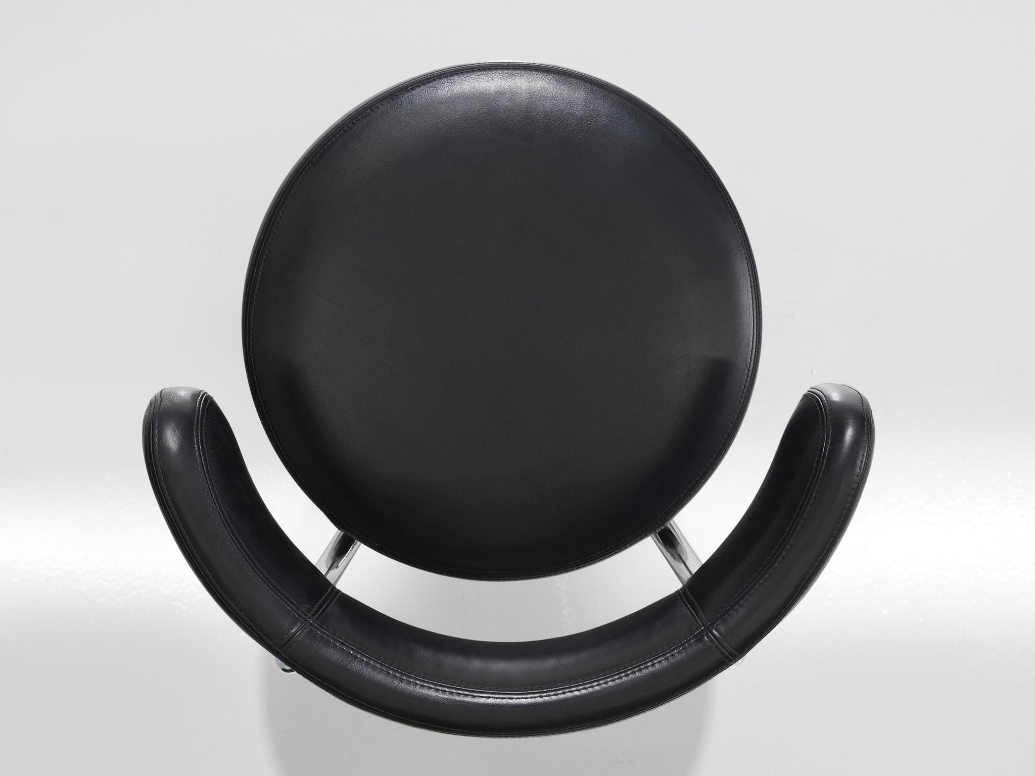 Late 20th Century Large Börje Johanson Black Leatherette Barstools For Sale