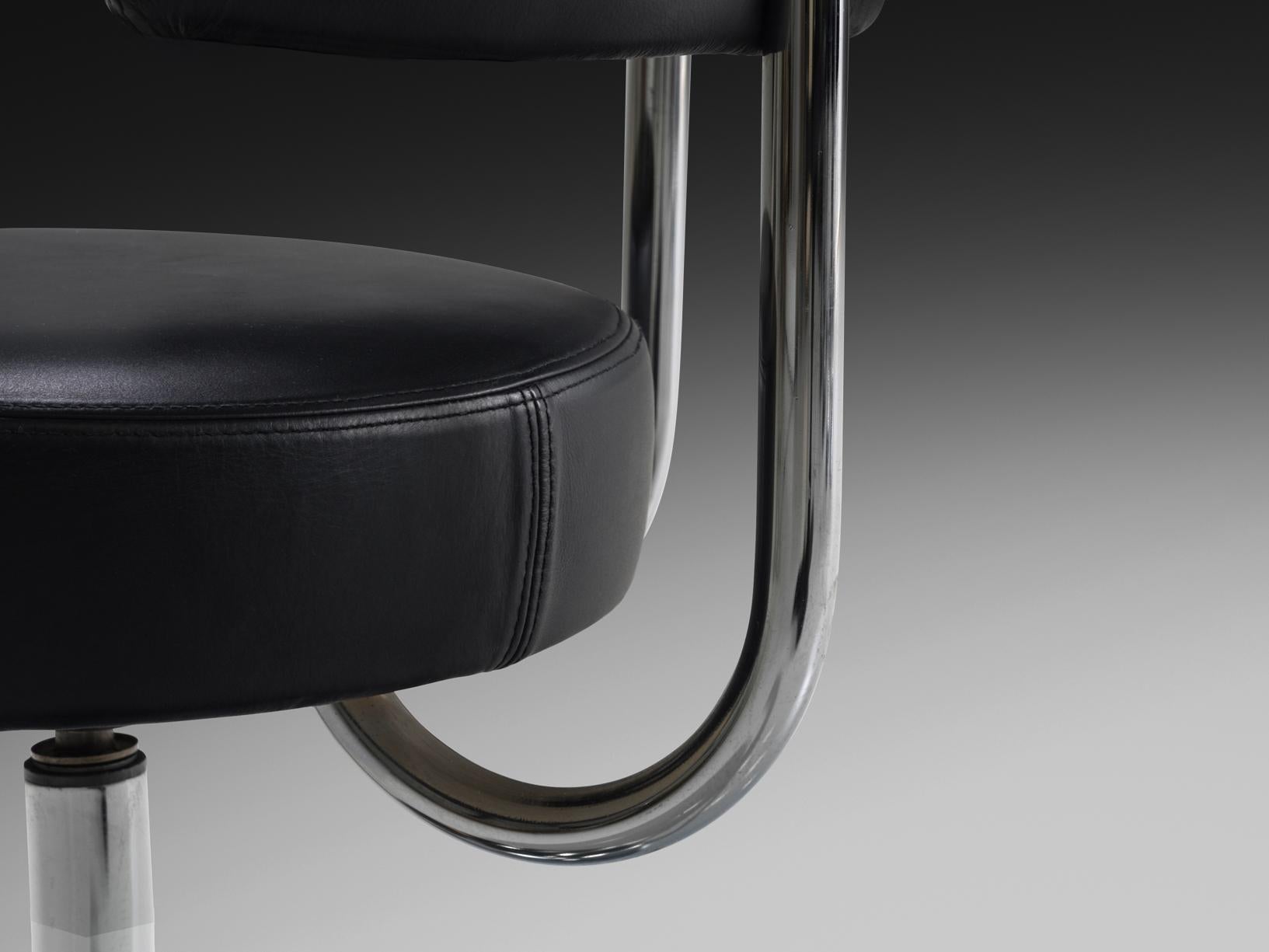Metal Large Börje Johanson Black Leatherette Barstools For Sale