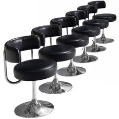 Large Börje Johanson Black Leatherette Barstools