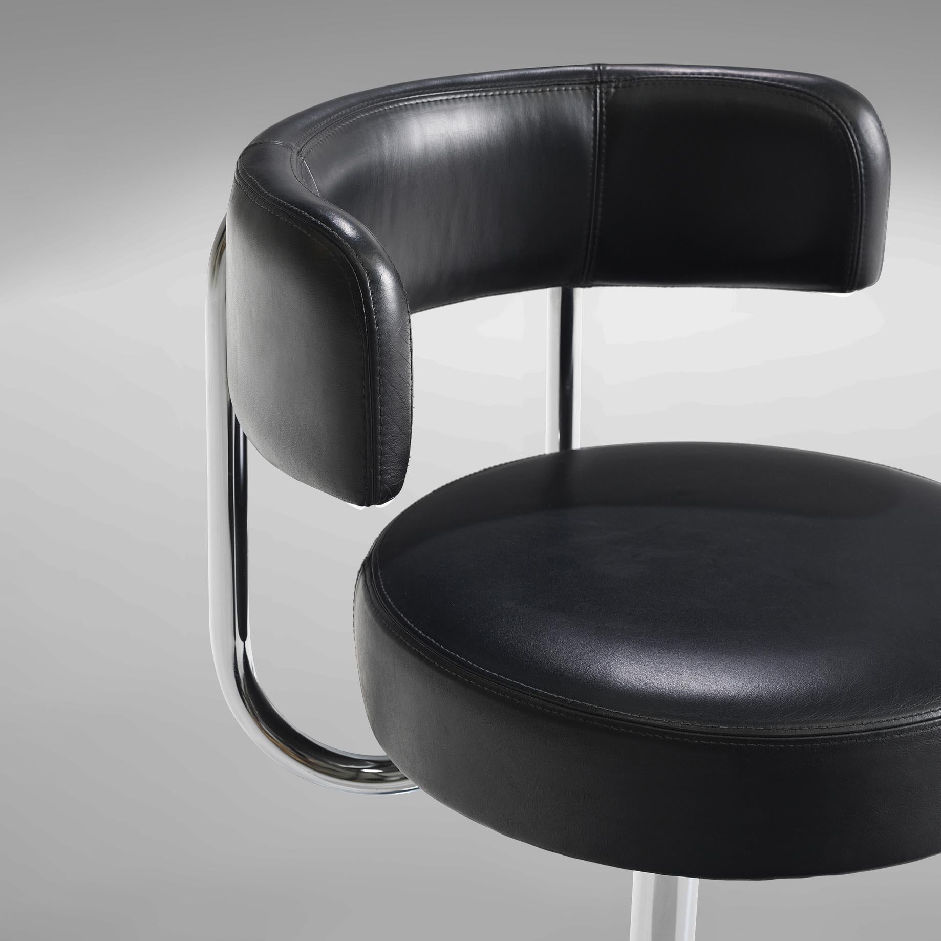 Swedish Large Börje Johanson Set of Twelve Black Leatherette Chairs
