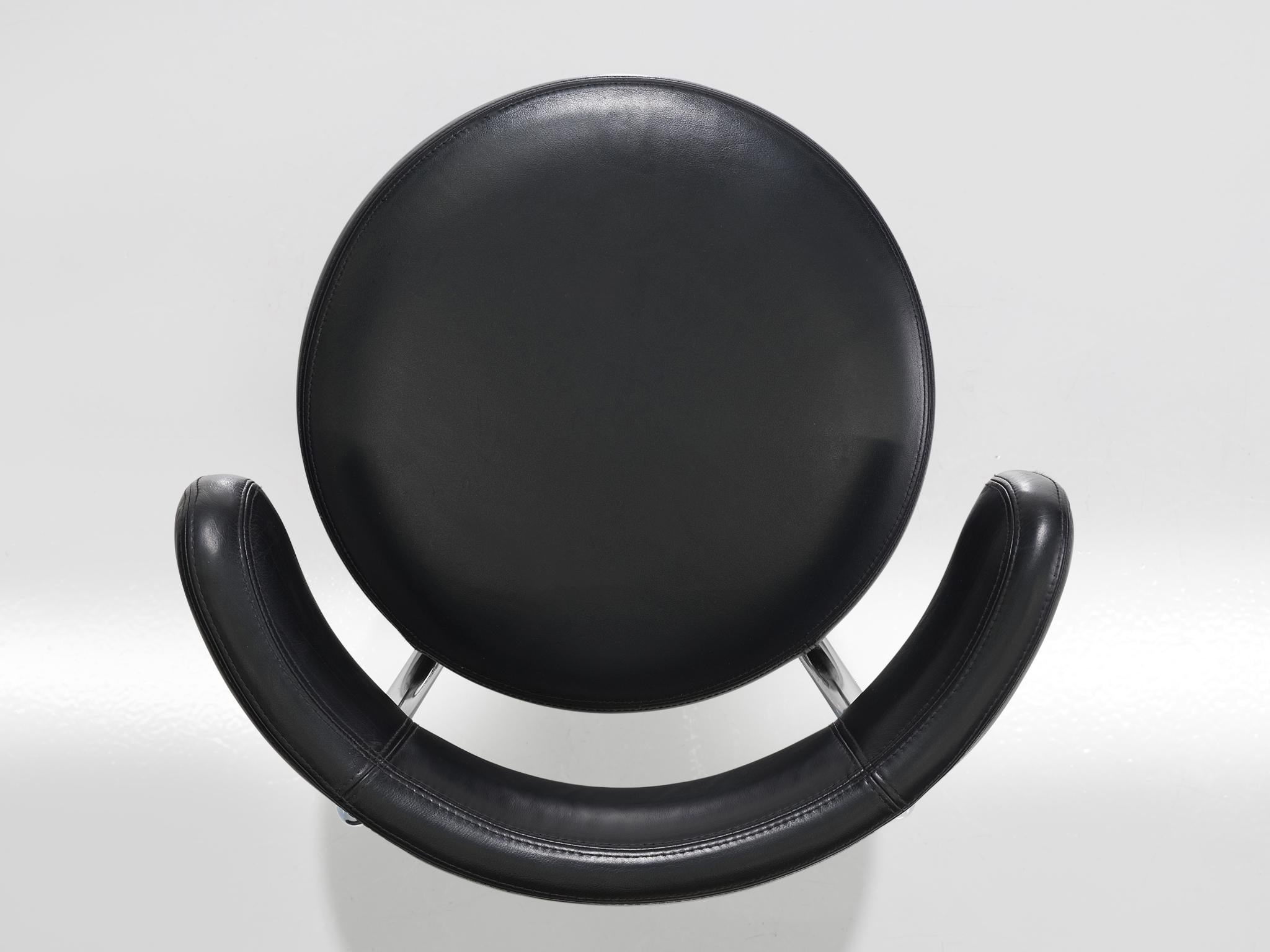 Swedish Large Börje Johanson Set of Twelve Black Leatherette Chairs  For Sale