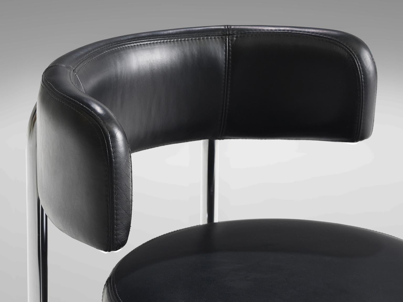 Late 20th Century Large Börje Johanson Set of Twelve Black Leatherette Chairs  For Sale