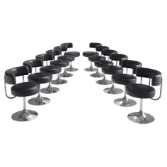 Retro Large Börje Johanson Set of Twelve Black Leatherette Chairs 