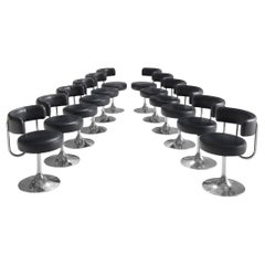 Large Börje Johanson Set of Twelve Black Leatherette Chairs