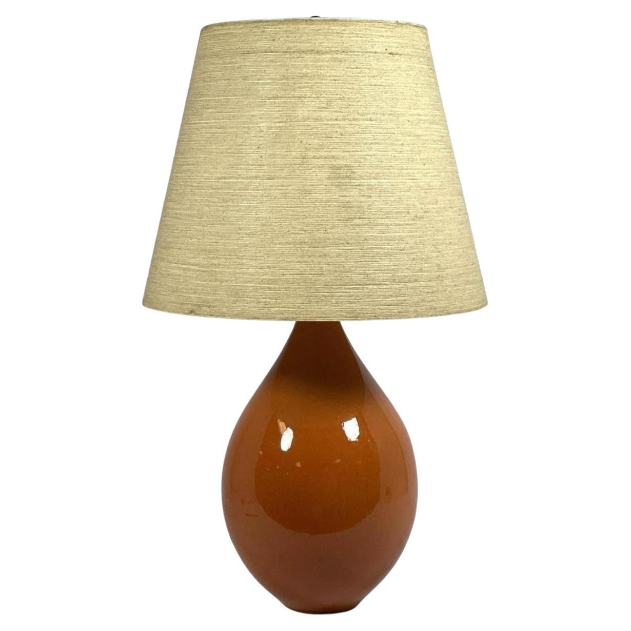 Large Bostlund Gourd Form Ceramic Table Lamp With Original Bostlund Shade For Sale