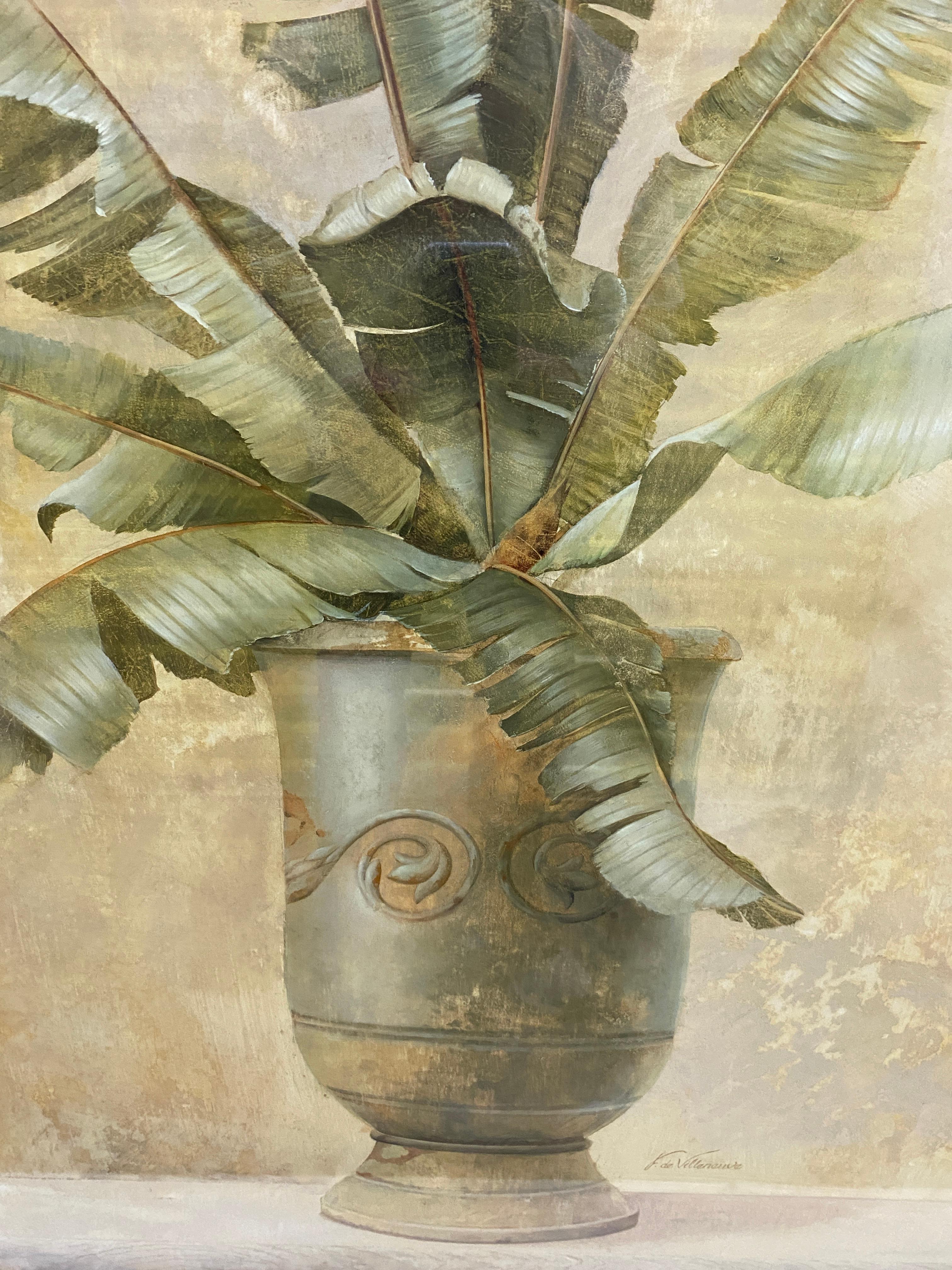 Großer botanischer Musa-Kunstdruck (Hollywood Regency) im Angebot