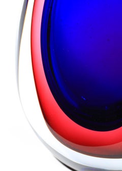 Large bottle in blue and red Murano glass from the 60s