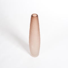 Large Bottle-Shaped Midcentury Murano Glass Vase Old Rose to Dark Rose, Signed