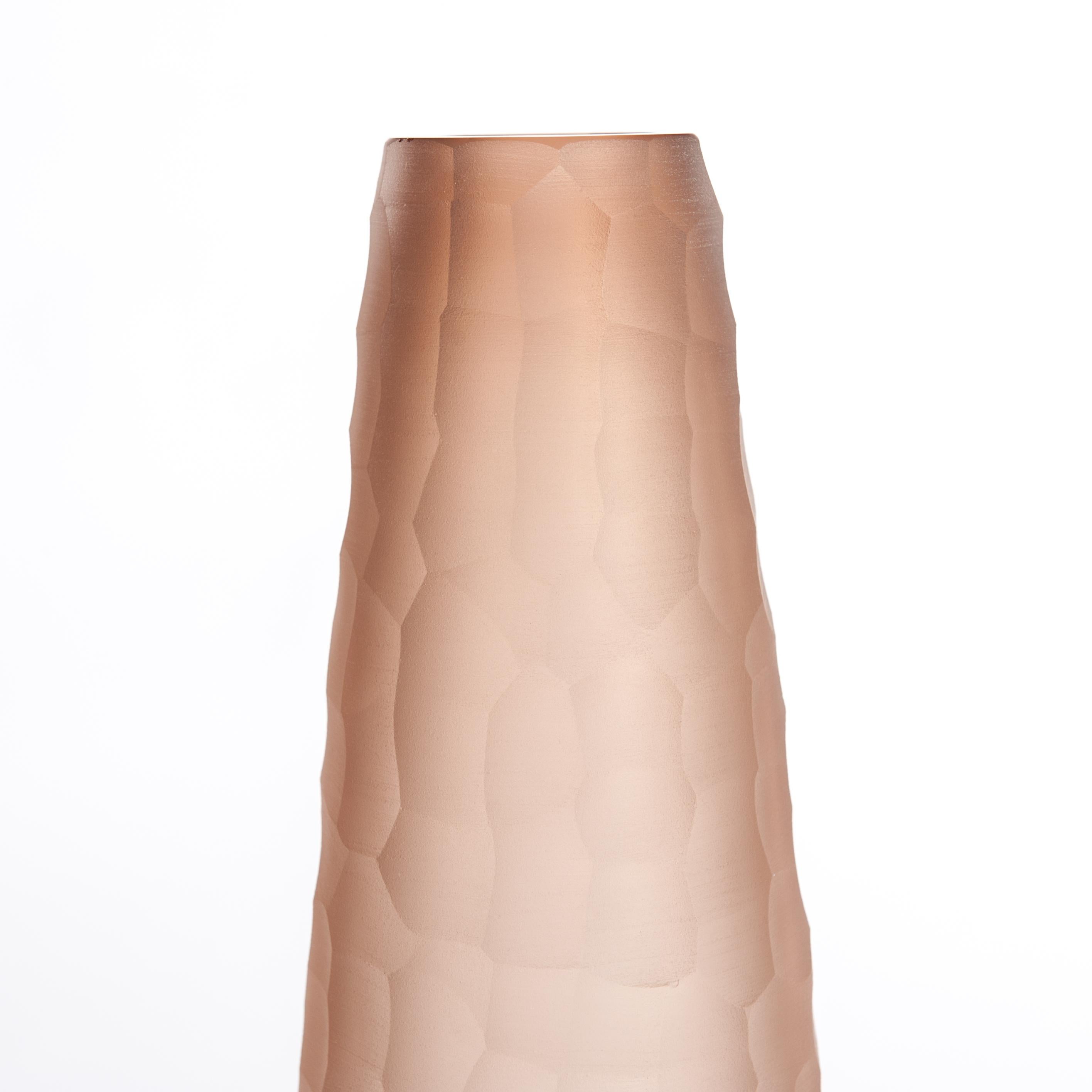Mid-Century Modern Large Bottle-Shaped Midcentury Murano Glass Vase Old Rose to Dark Rose, Signed For Sale