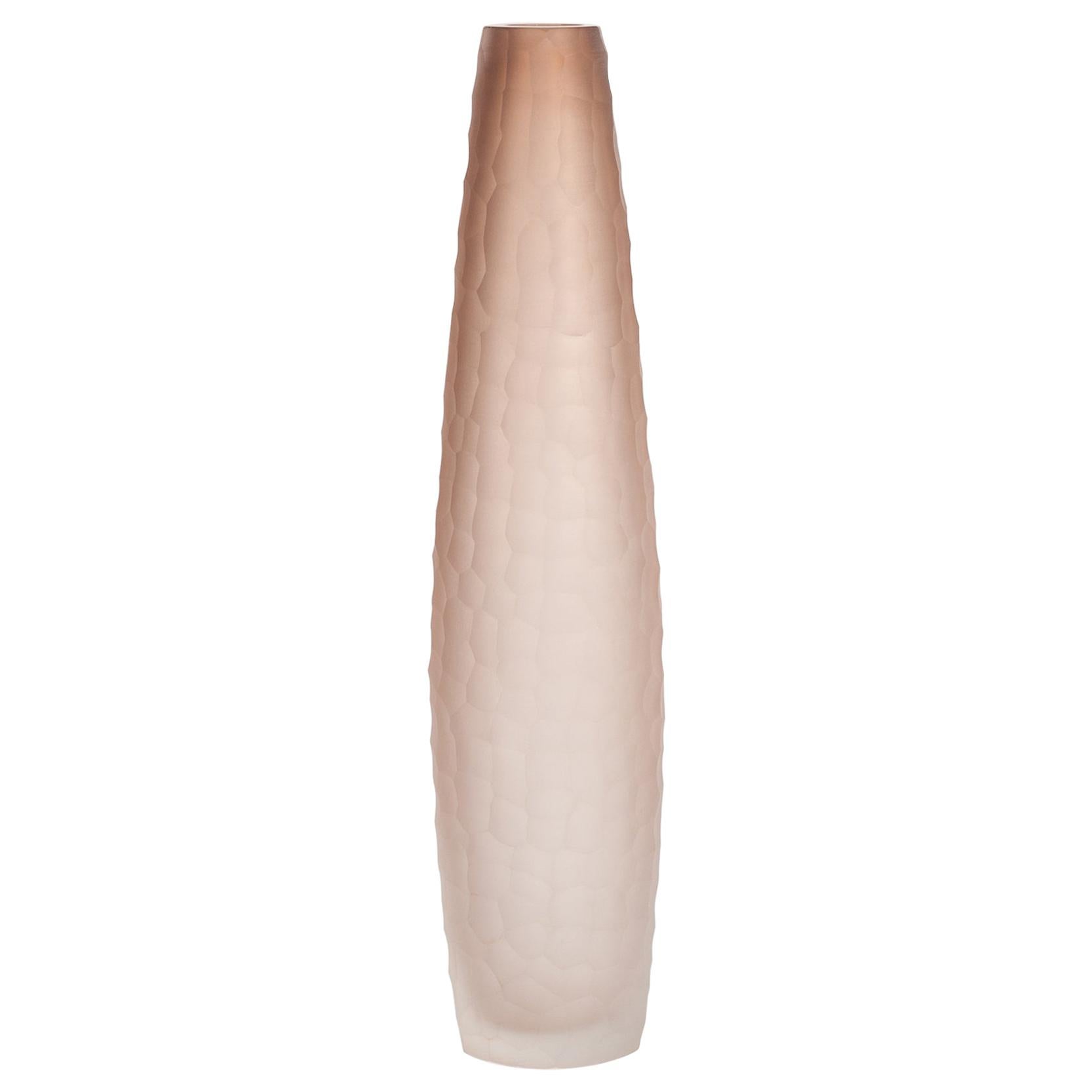 Grande vaso a forma di bottiglia in vetro di Murano del metà del secolo scorso Rosa antico o rosa scuro, firmato