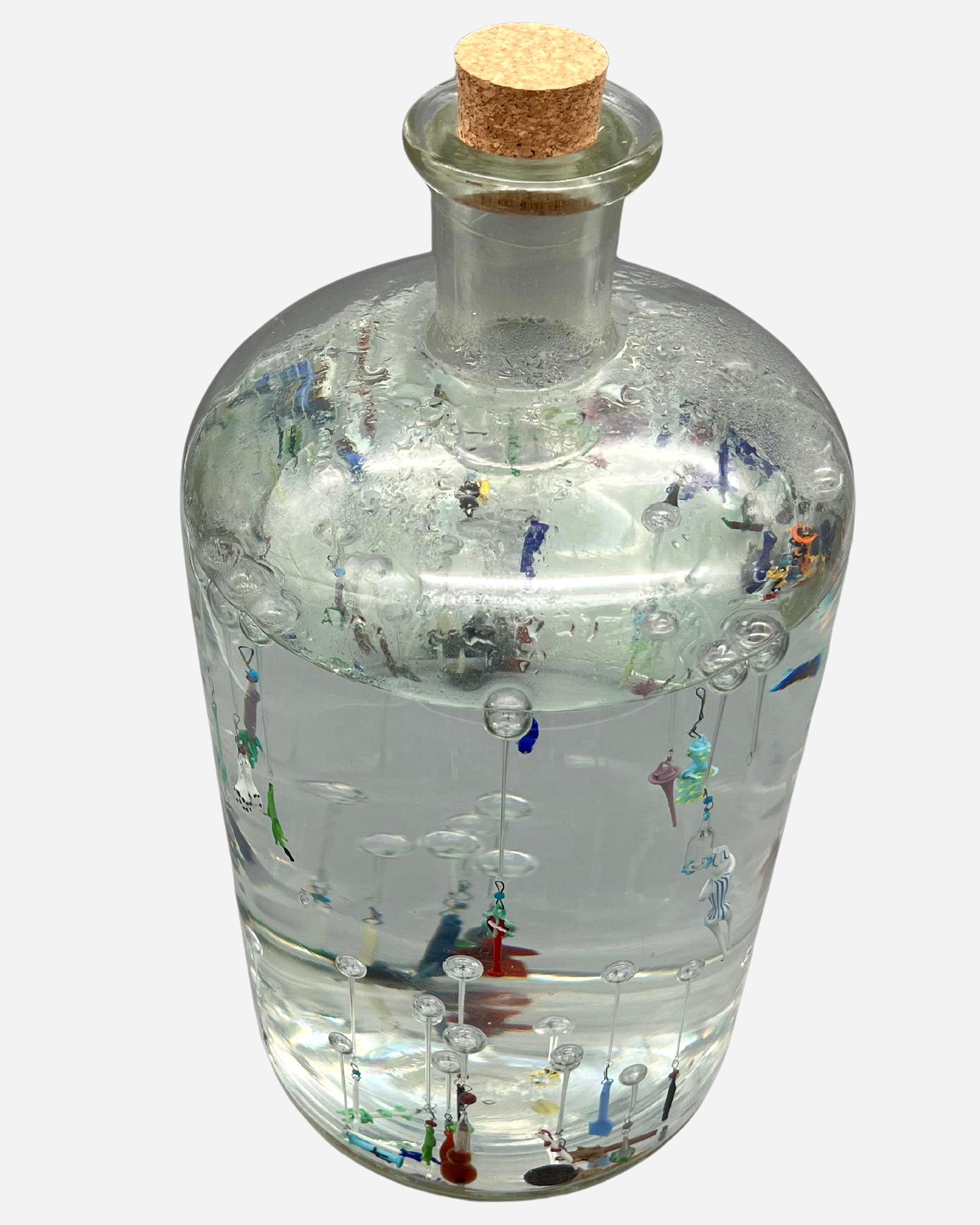 French Large bottle with ludions, France, circa 1930 For Sale