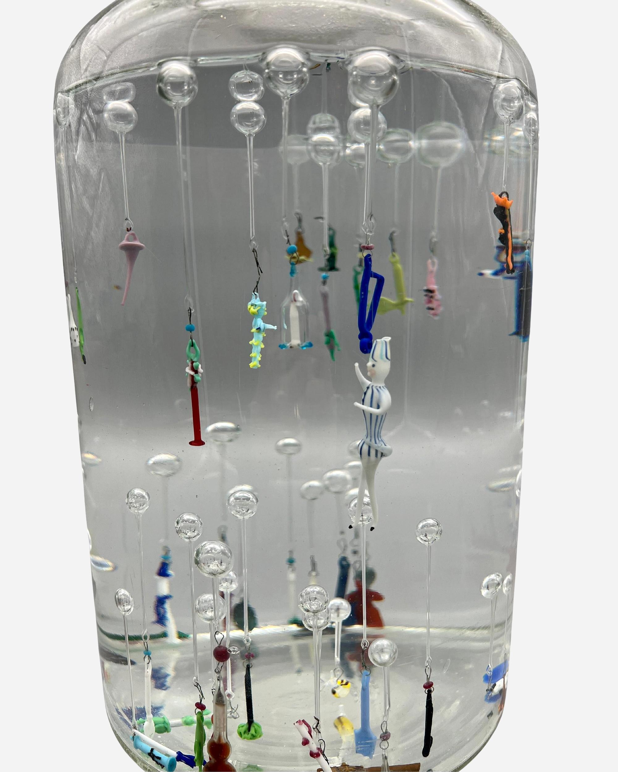 Spun Large bottle with ludions, France, circa 1930 For Sale
