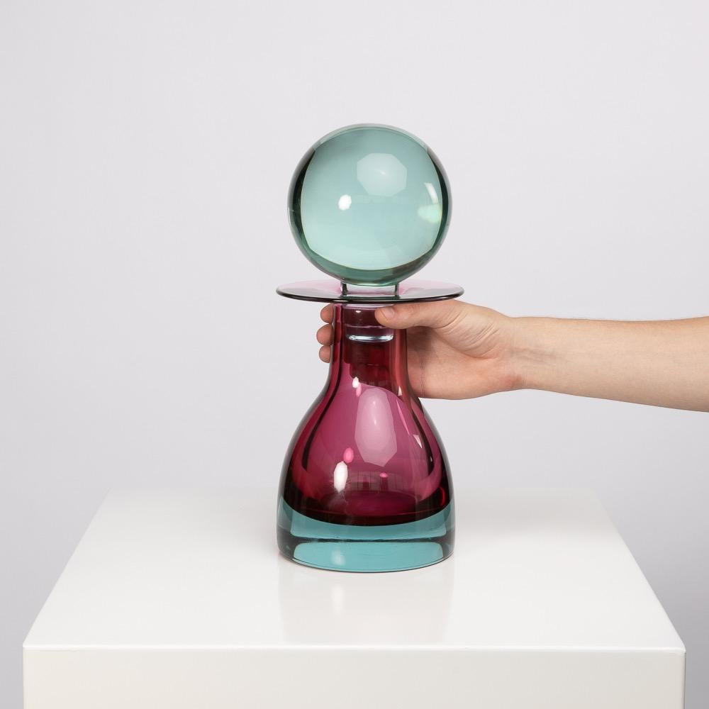 Blown Glass Large Bottle with Stopper, Mario Pinzoni for Seguso Vetri d'Arte