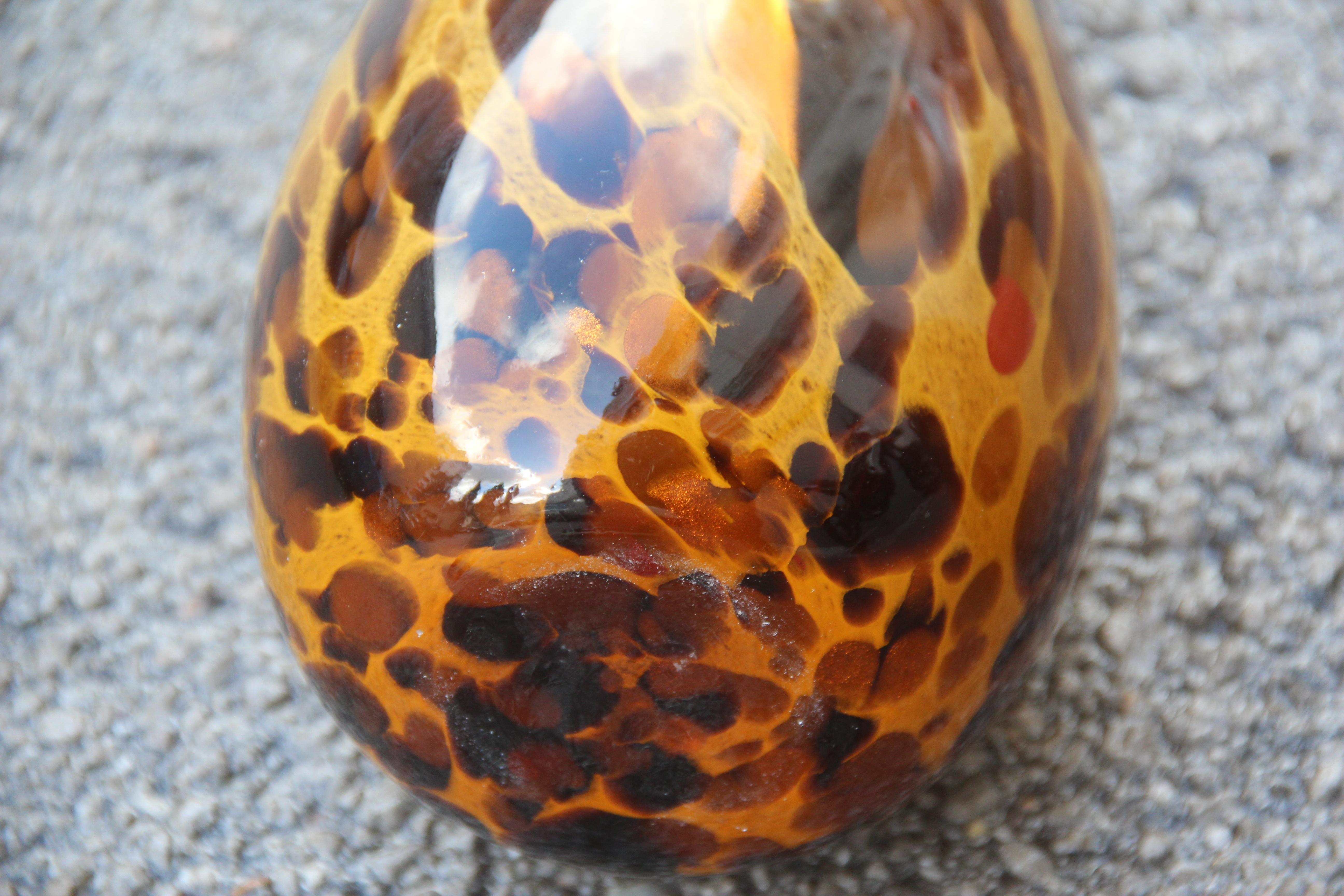 Large Bottles in Murano Glass Spotted Decoration Venturina Yellow Color Brown For Sale 5