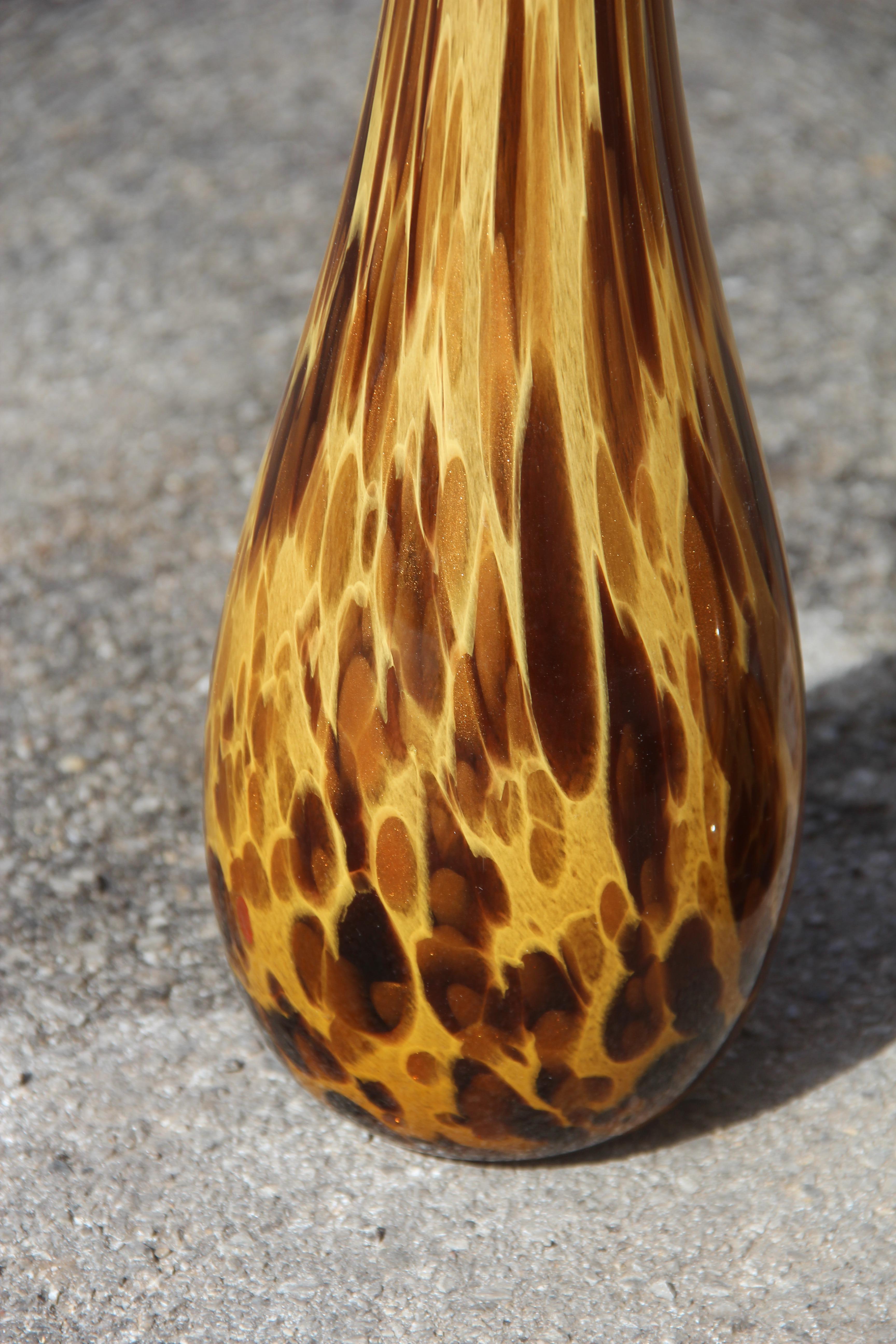 Large Bottles in Murano Glass Spotted Decoration Venturina Yellow Color Brown For Sale 9