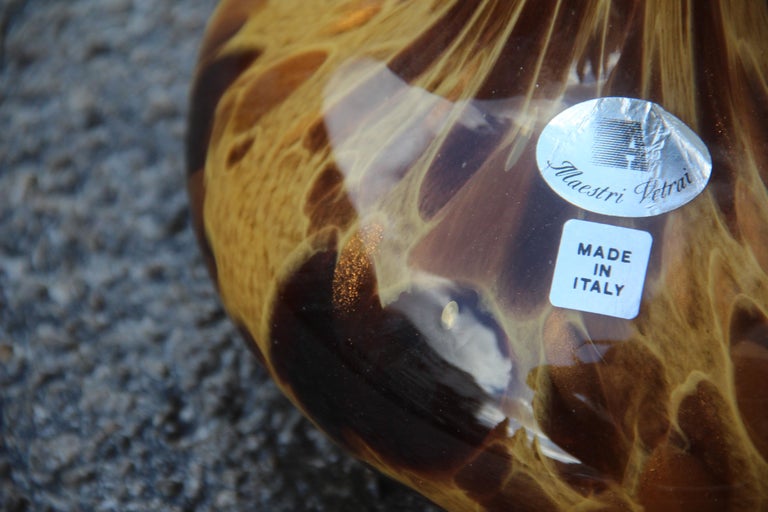 Large Bottles In Murano Glass Spotted Decoration Venturina Yellow