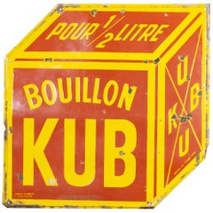 Large Bouillon KUB French Enamel Advertising Sign