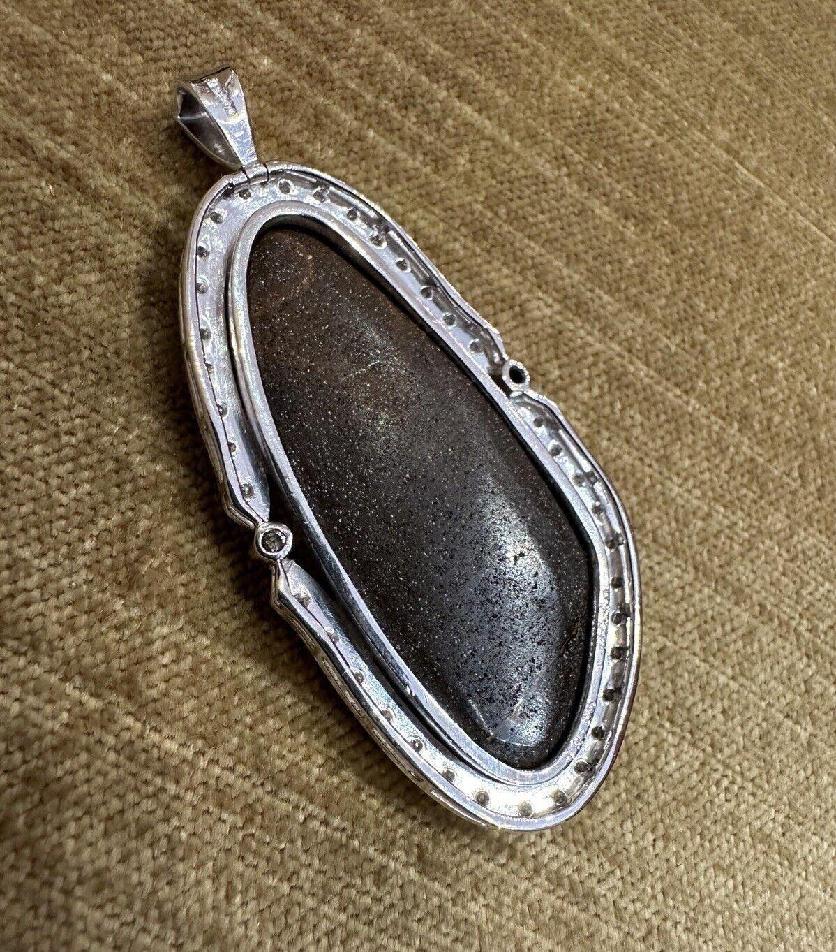 Large Boulder Opal and Diamond Pendant Necklace in Platinum For Sale 2