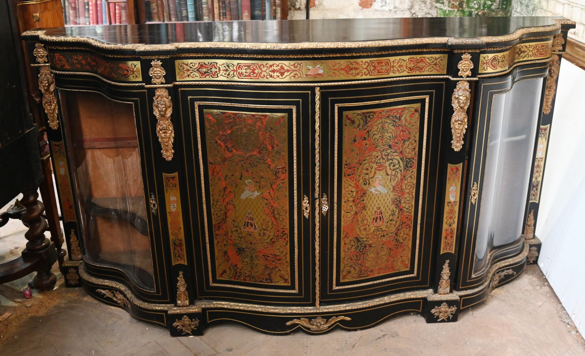 Mid-19th Century Large Boulle Credenza Sideboard Napoleon III Inlay For Sale