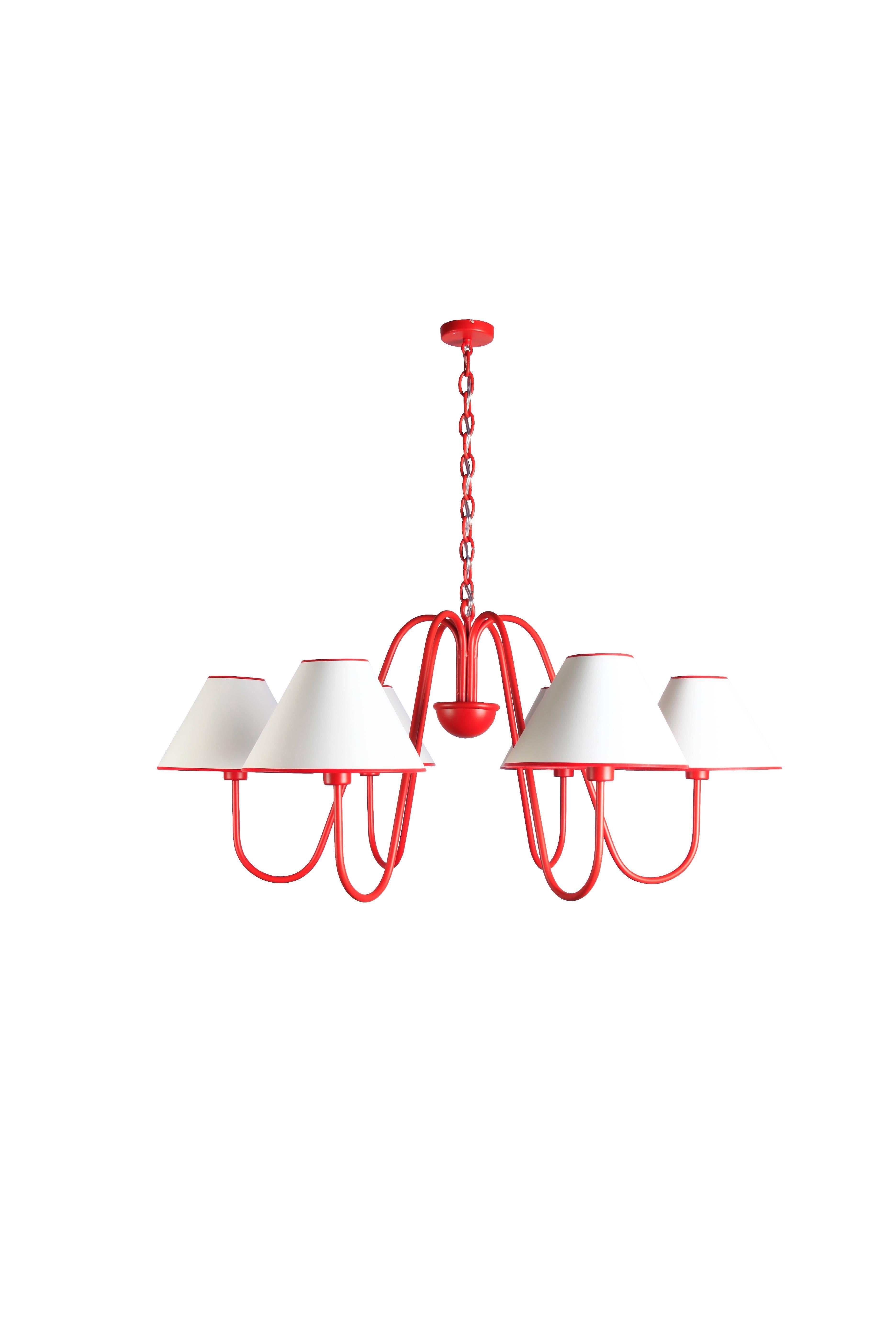 Large 'Bouquet' Six-Arm Chandelier in the Style of Jean Royère (Moderne)