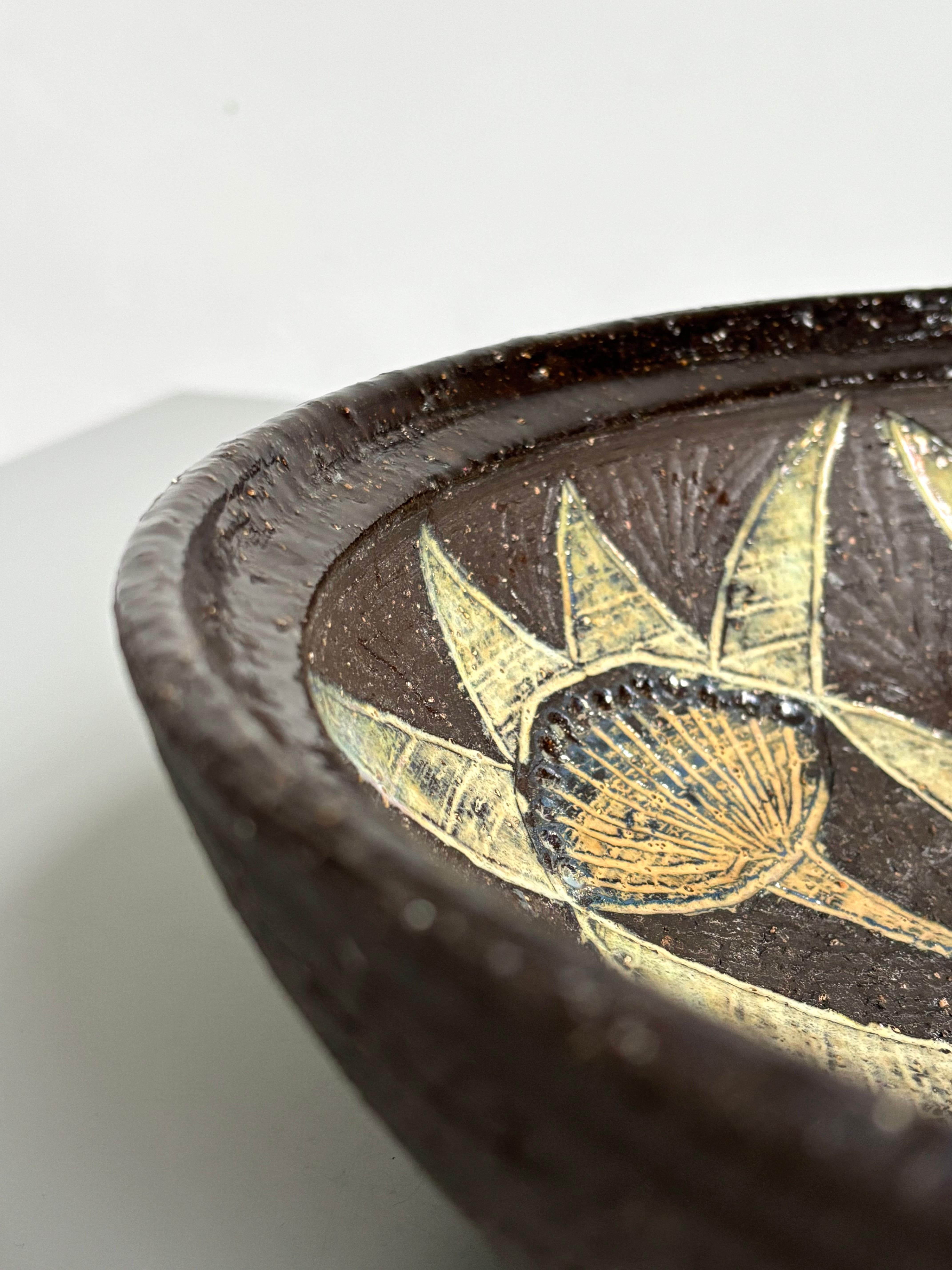 Large Bourelius Studio Chamotte Bowl, 1960s For Sale 3