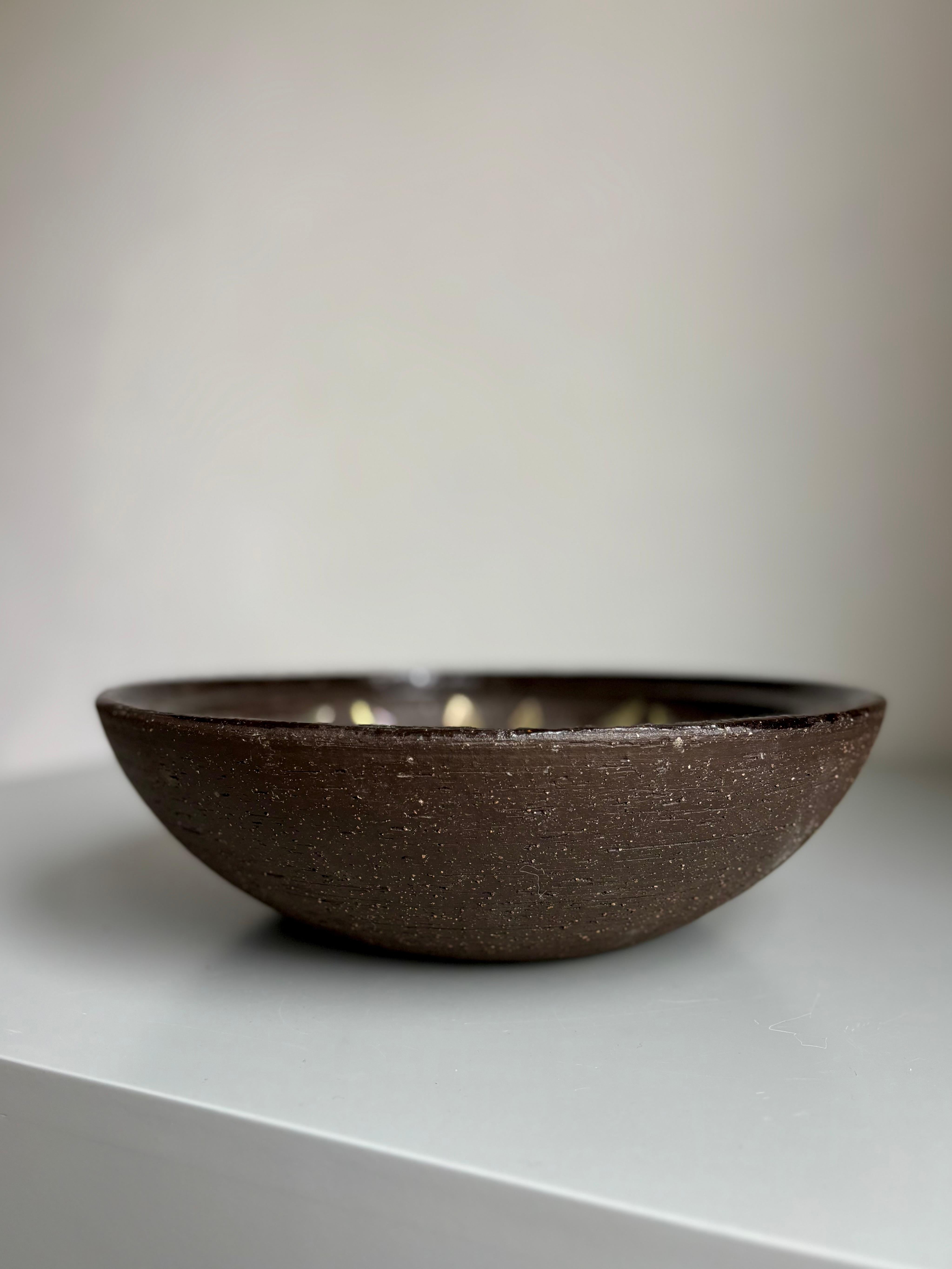 Glazed Large Bourelius Studio Chamotte Bowl, 1960s For Sale