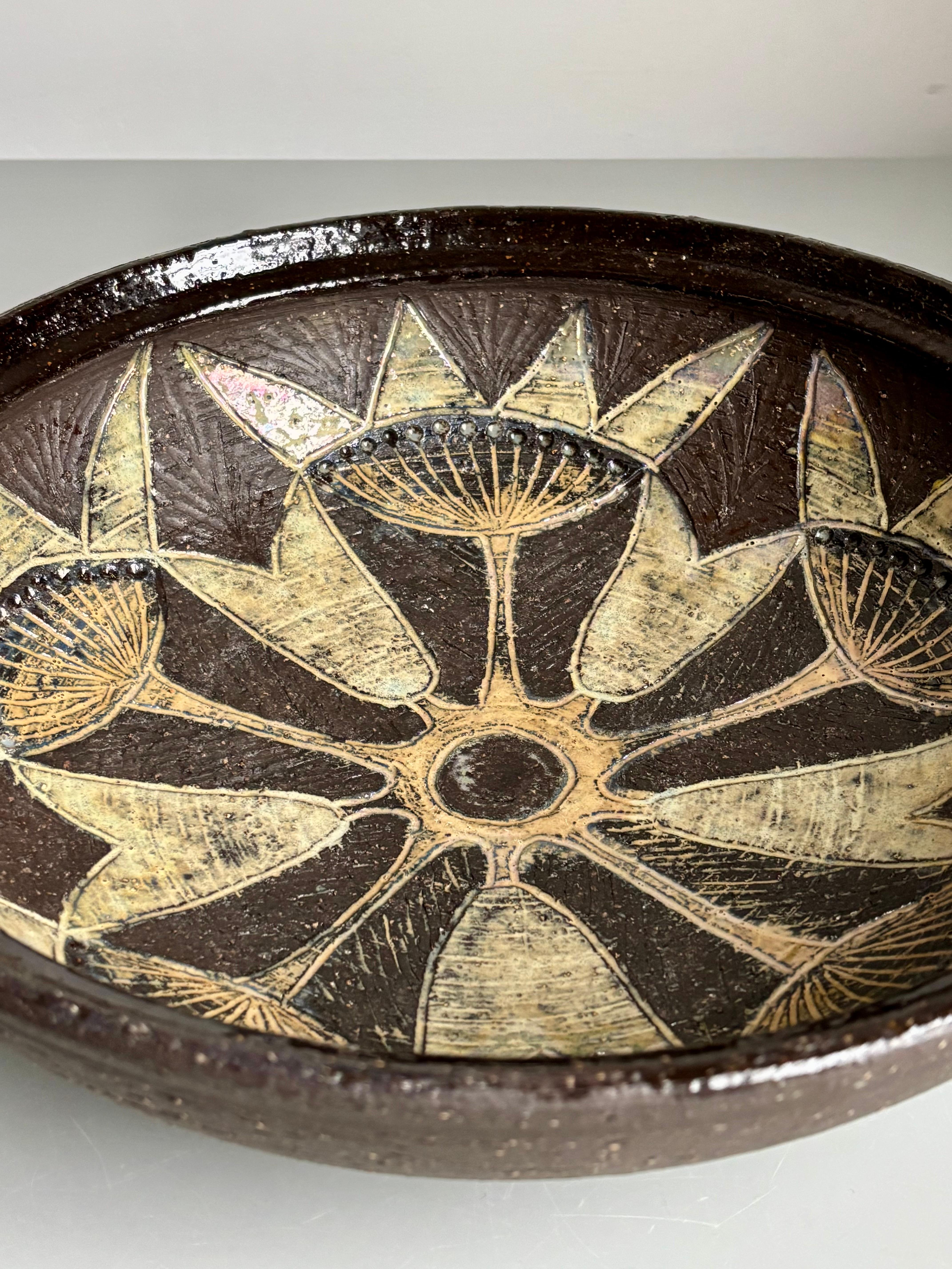 20th Century Large Bourelius Studio Chamotte Bowl, 1960s For Sale