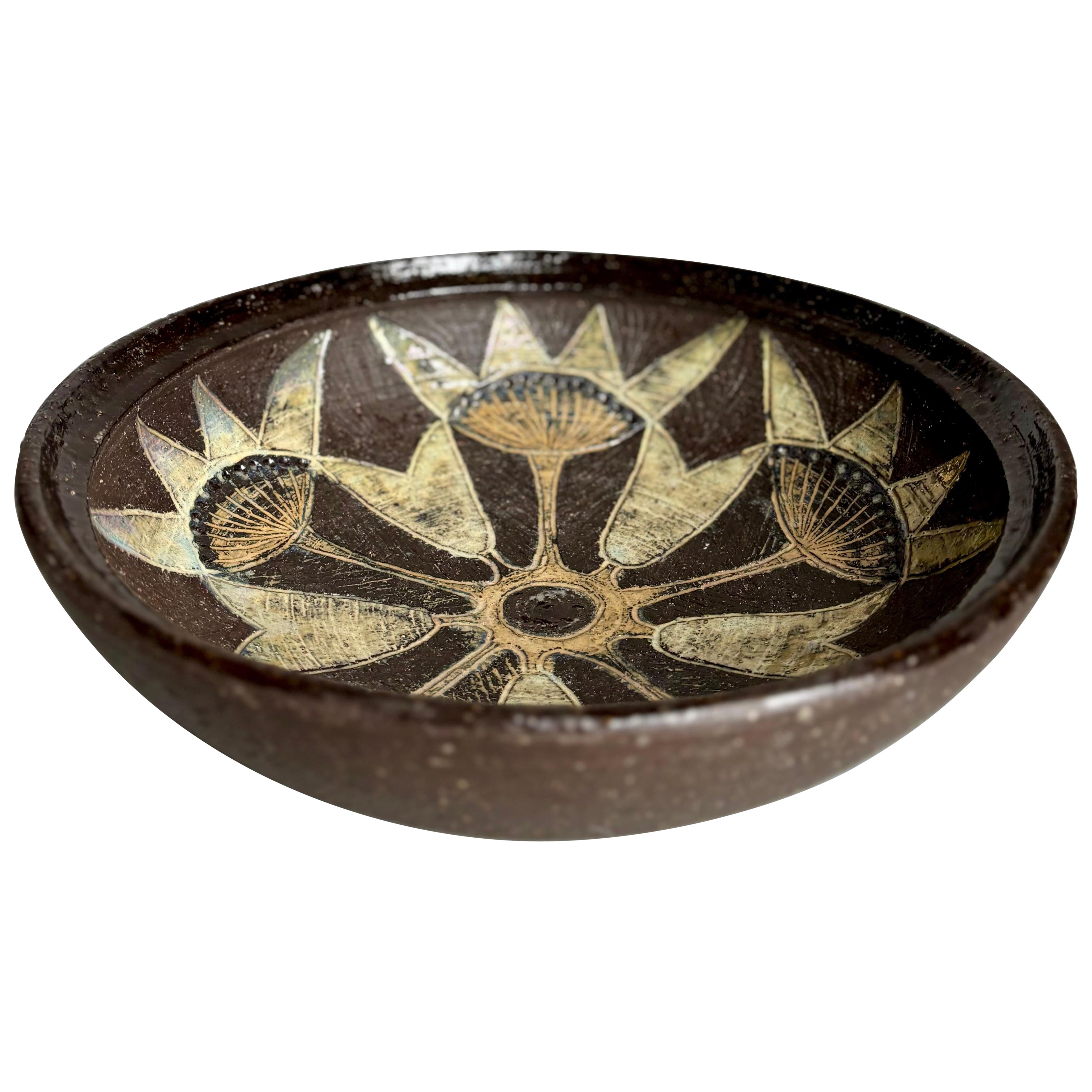 Large Bourelius Studio Chamotte Bowl, 1960s For Sale