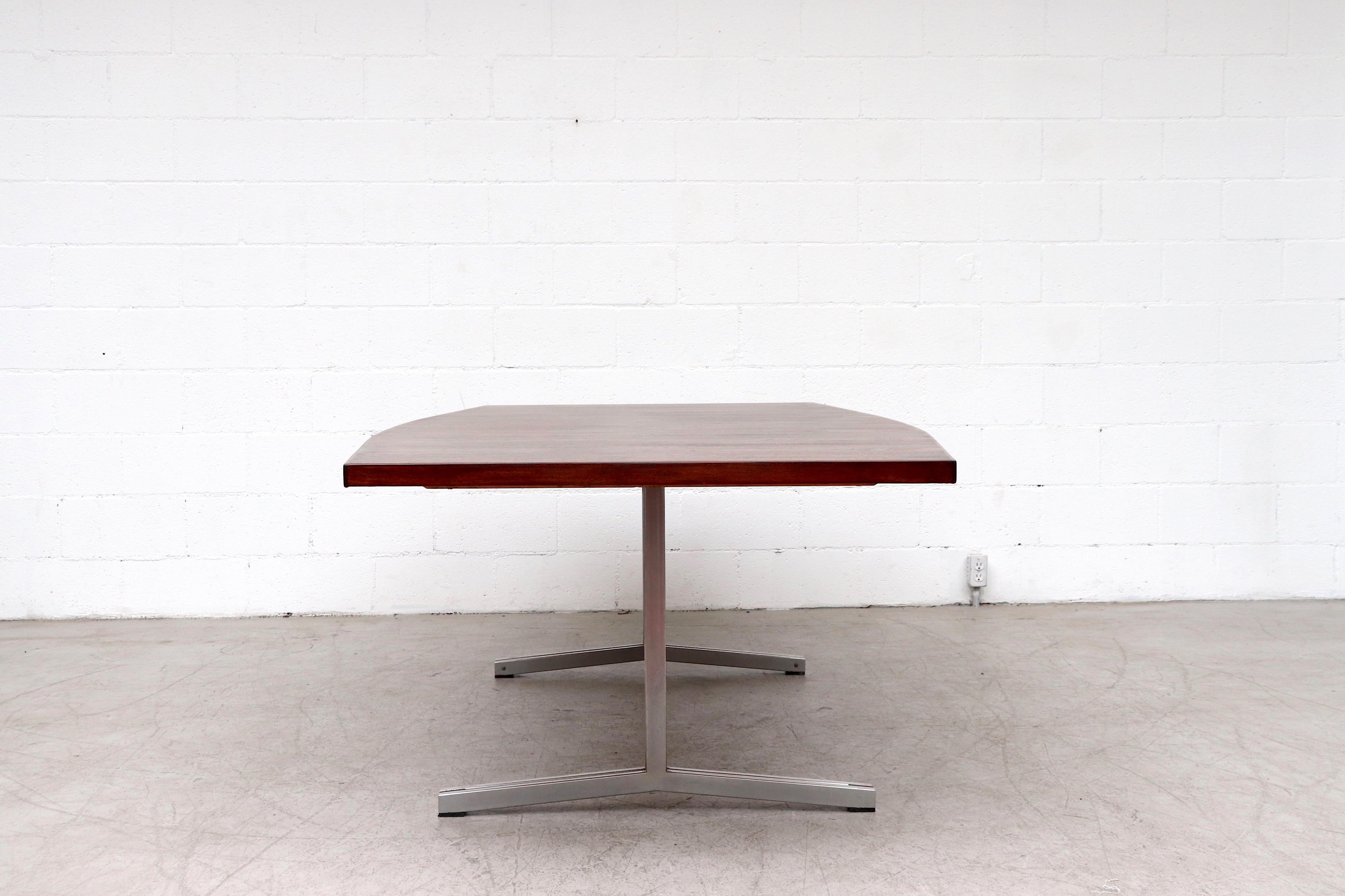 Large Bowed Rosewood Toned AP Originals Conference or Dining Table In Good Condition In Los Angeles, CA