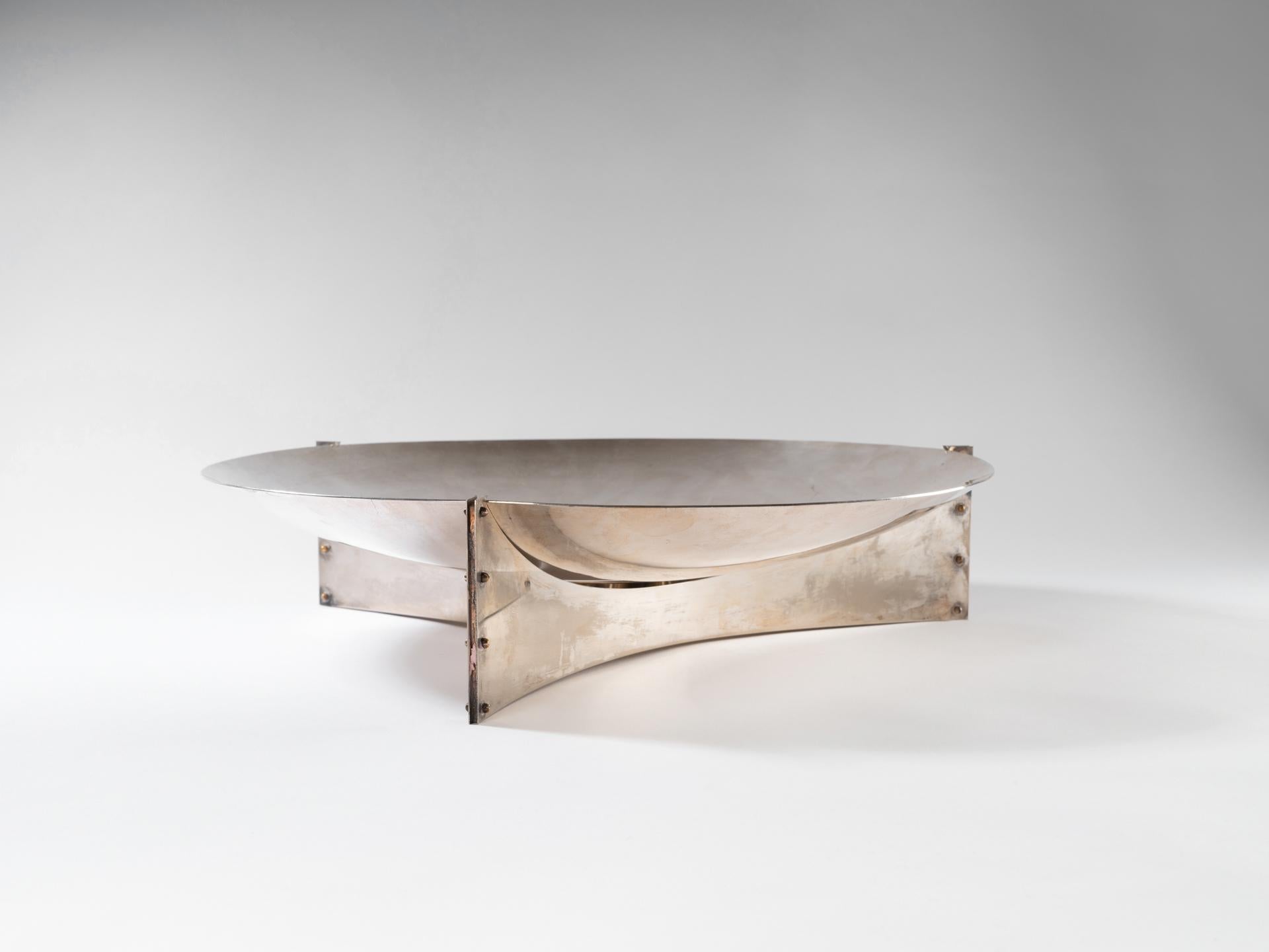 Large Silver plated Bowl designed by Angelo Mangiarotti for Cleto Munari.