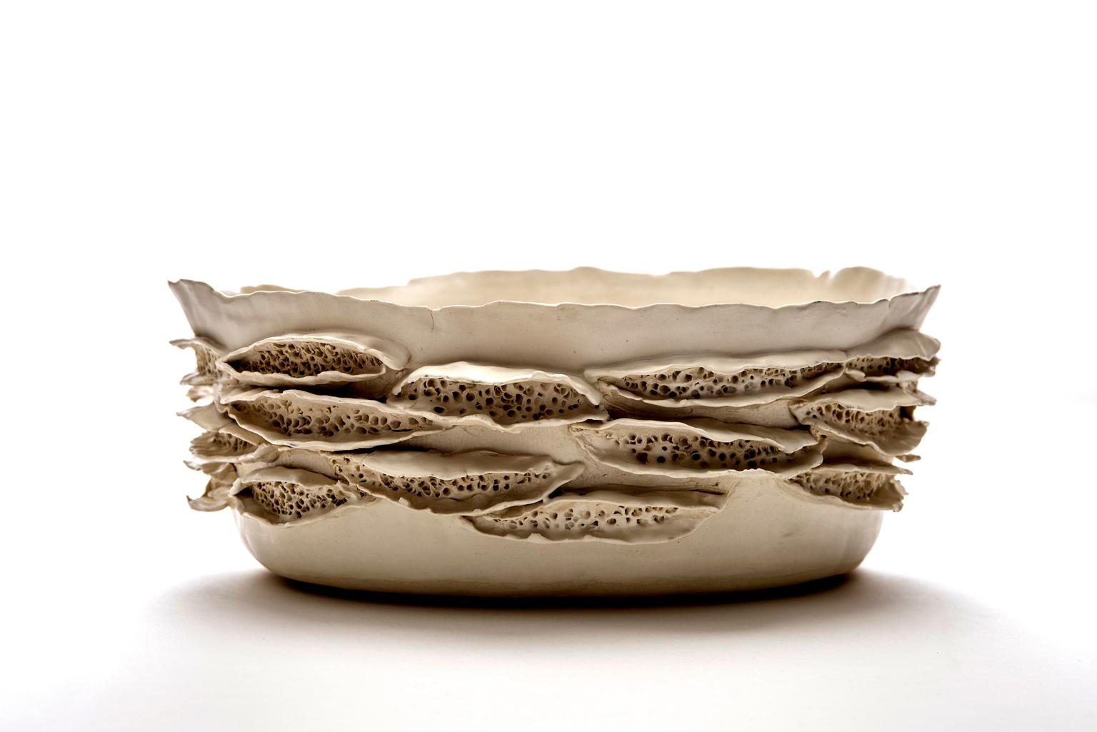 Contemporary Large Bowl (I) Textured Ceramic Vessel by Trish DeMasi