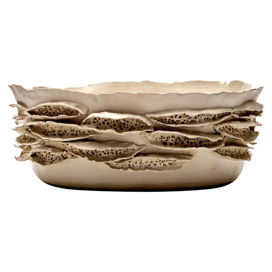 Large Bowl (I) Textured Ceramic Vessel by Trish DeMasi