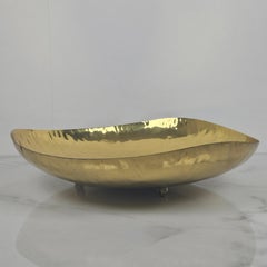Large Bowl in Brass with 3 Round Feet, Italy 1970's