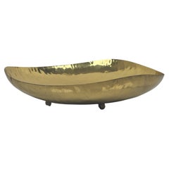Large Bowl in Brass with 3 Round Feet, Italy 1970's