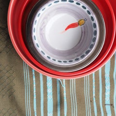 21st Century Italian Ceramic Bowl in Red and White Handmade Horn Good Lucky