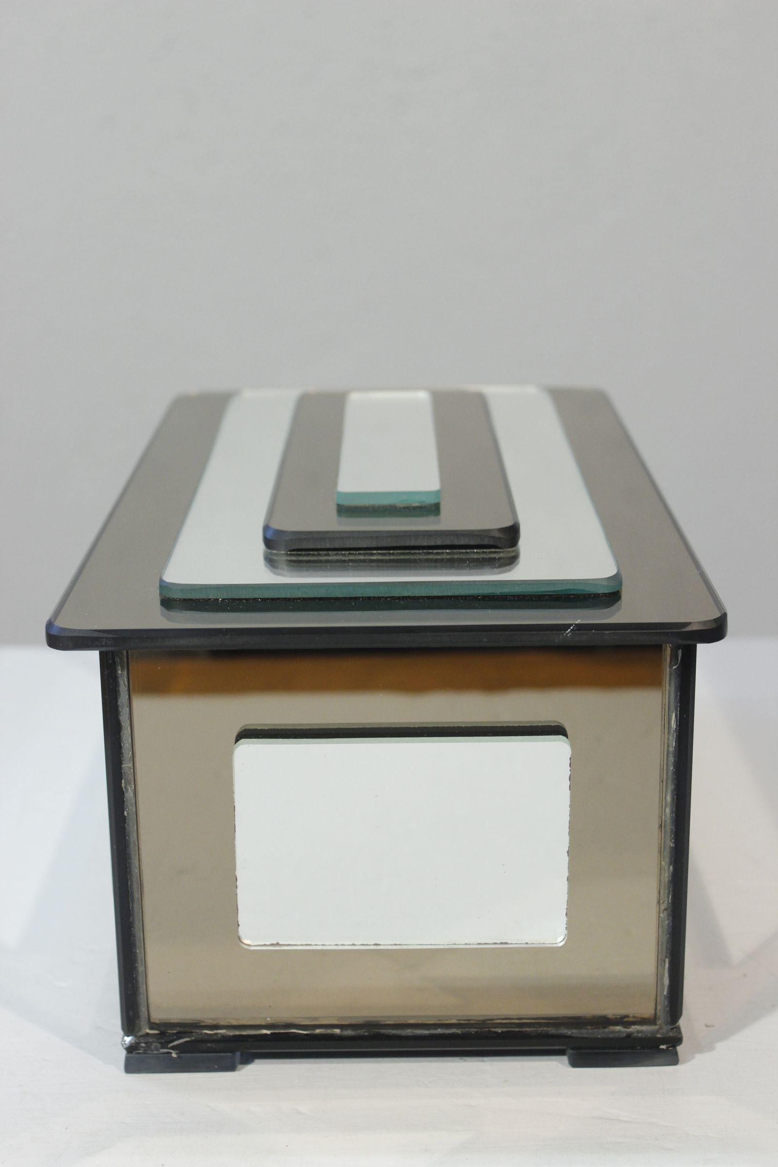 Große Schachtel aus klarem und geräuchertem Spiegel, im Stil von Fontana Arte, 1970er Jahre im Angebot 3
