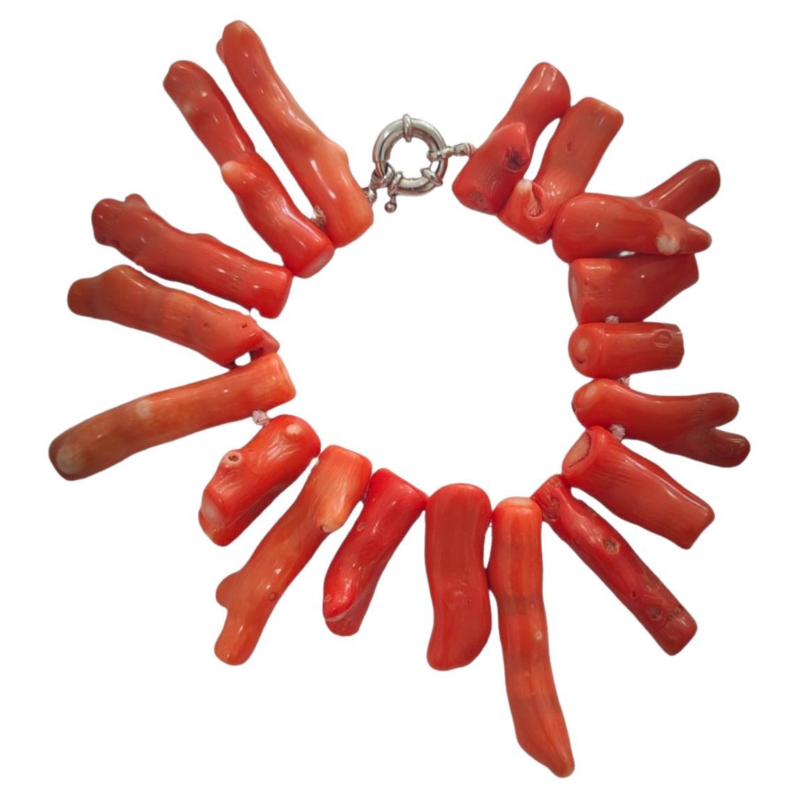 Large Bracelet With Mediterranean Coral Branches For Sale