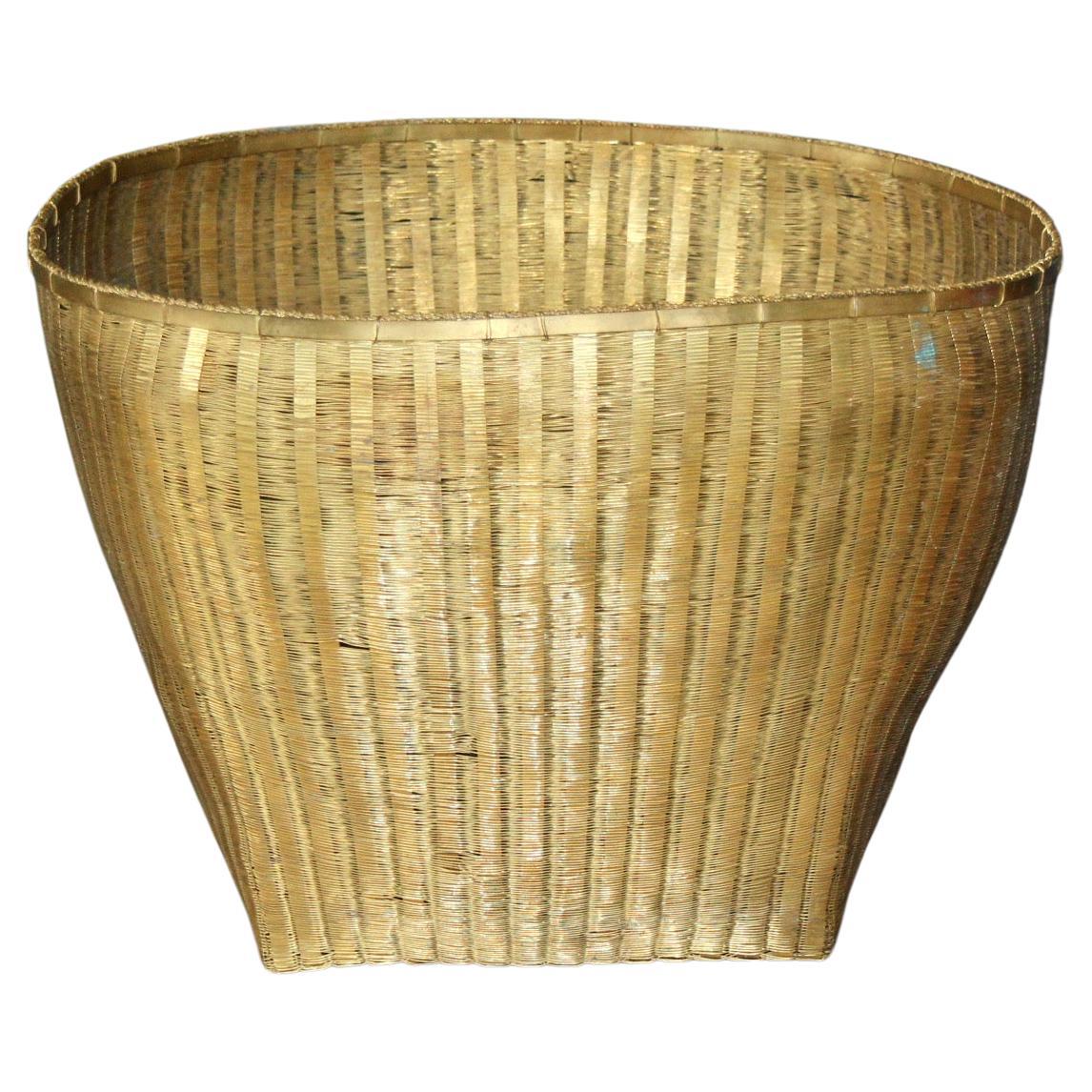 cesto grande in ottone intrecciato