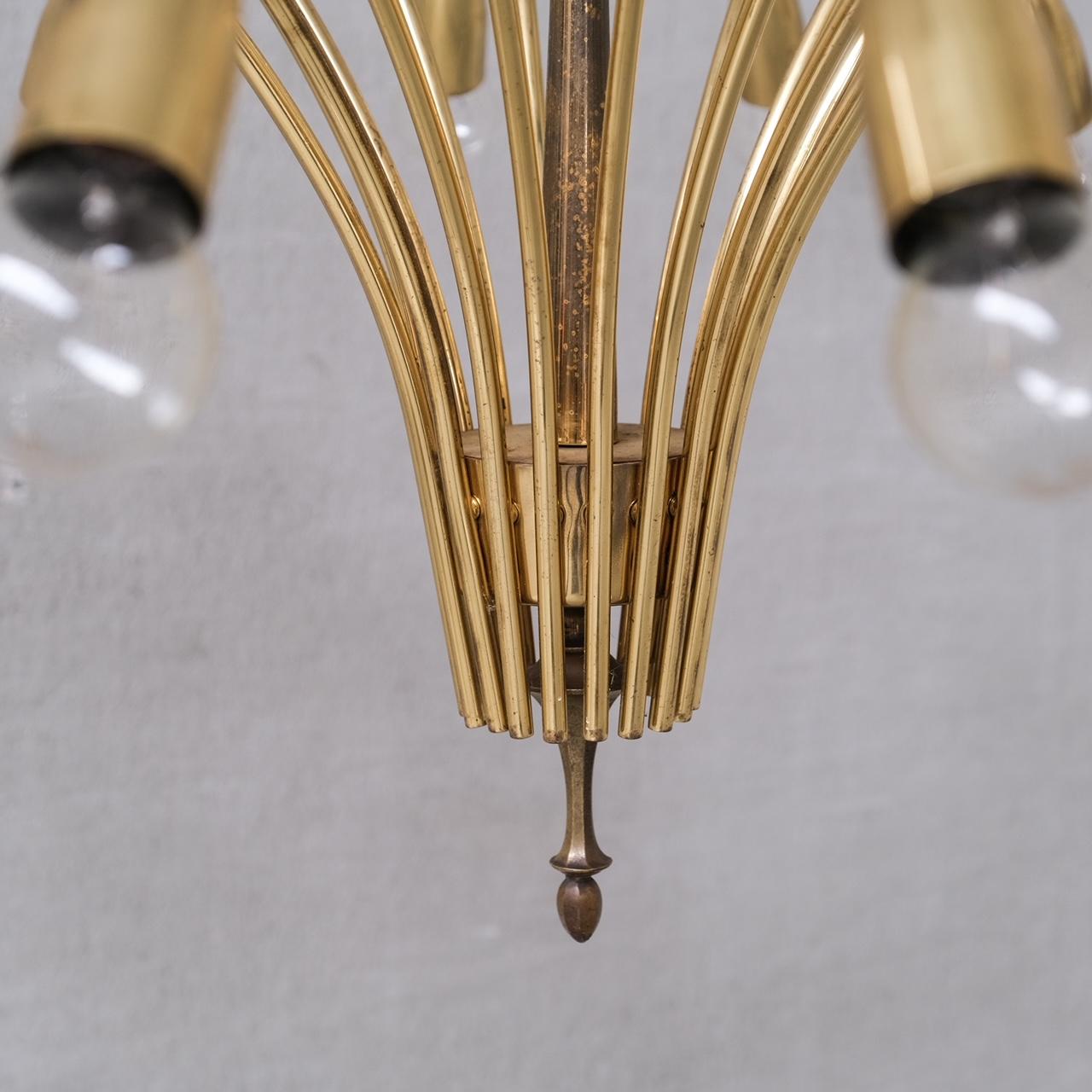 Late 20th Century Large Brass 18 Arm Mid-Century Italian Chandelier Light For Sale