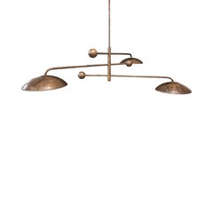 Large Brass 3 Arm Uhura Chandelier in Bronze - movable arms & rotatable shades