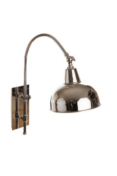 Large Brass adjustable Wall Sconce with Dome Shade in Polished Nickel